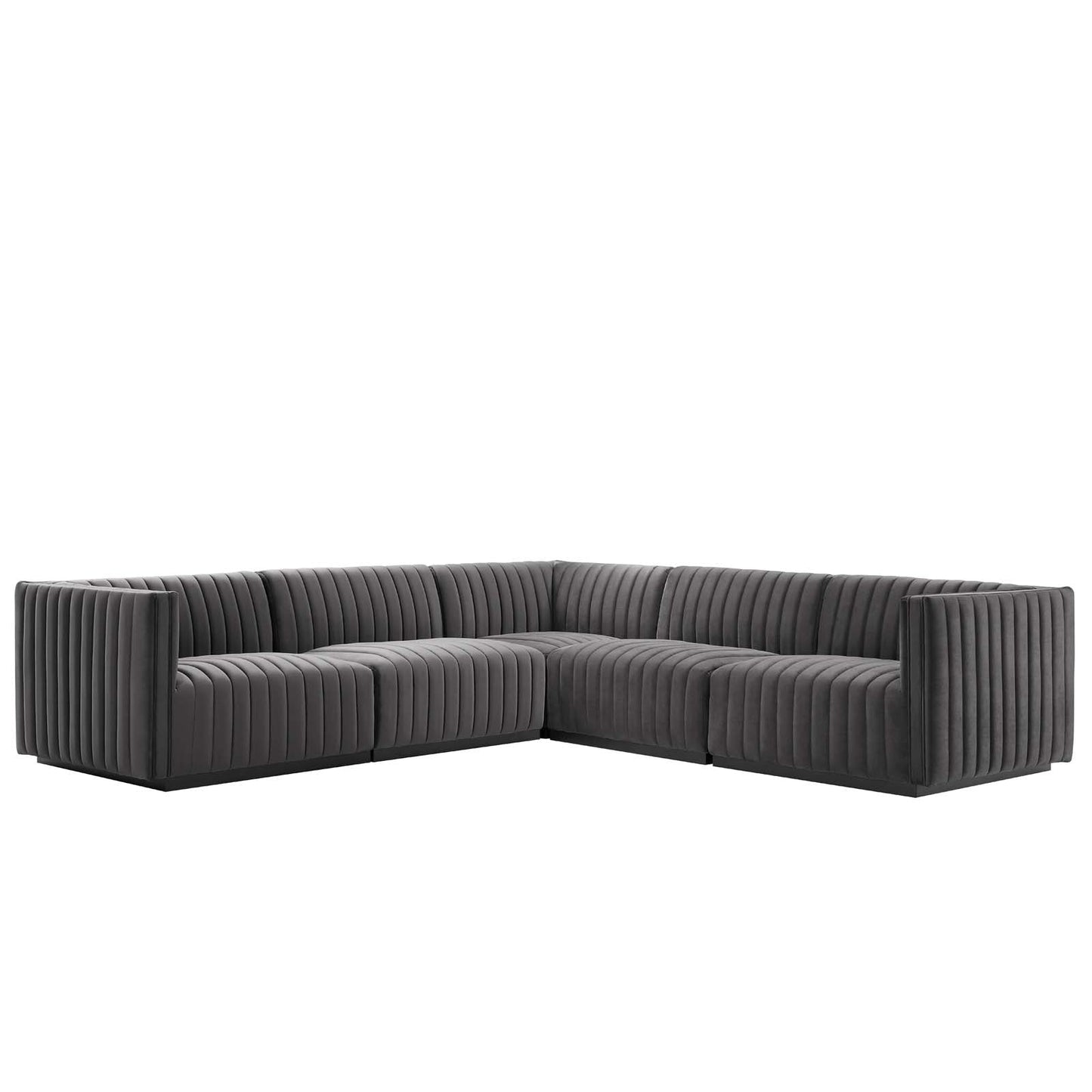 Conjure Channel Tufted Performance Velvet 5-Piece Sectional By Modway - EEI-5772 | Sectional - 3