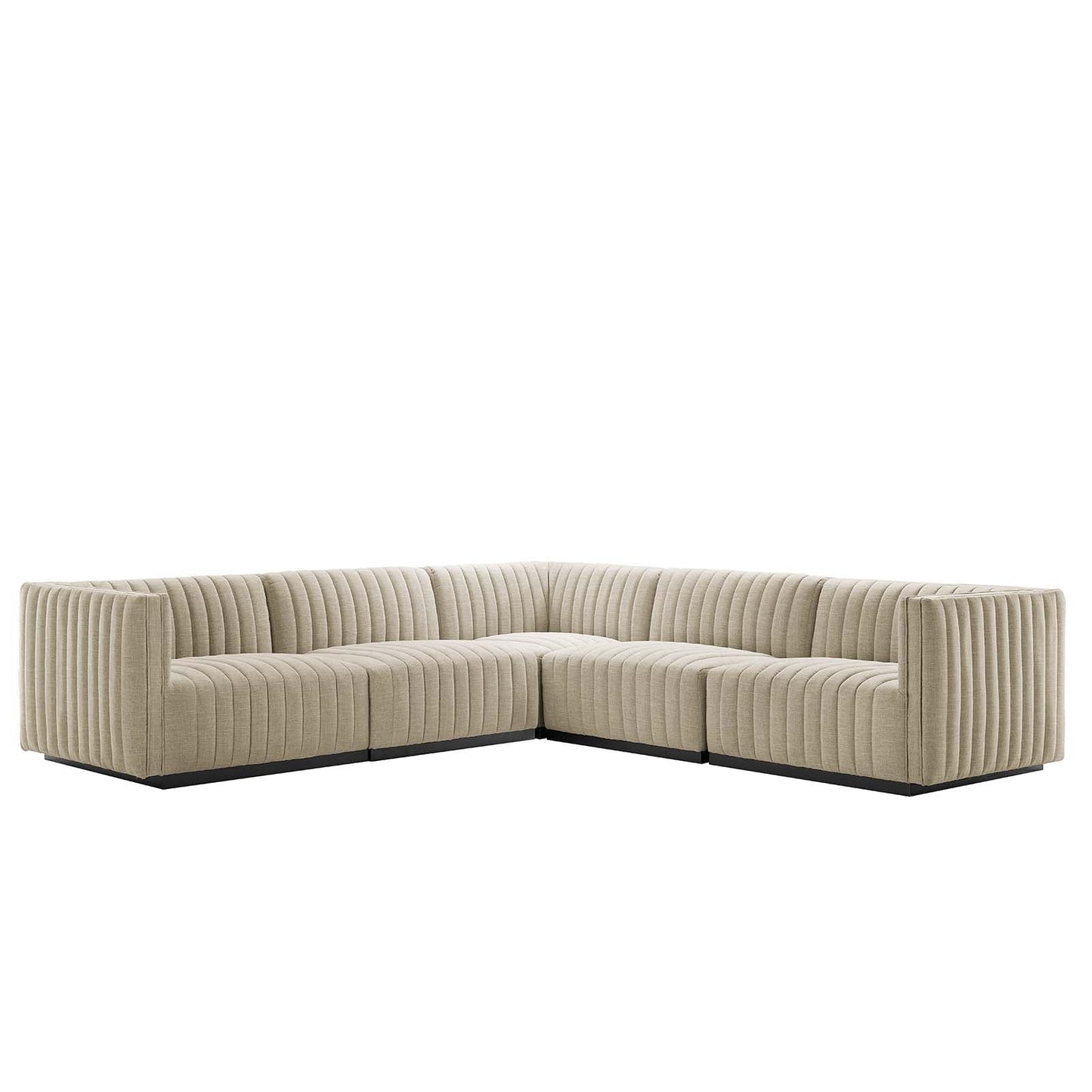 Conjure Channel Tufted Upholstered Fabric 5-Piece L-Shaped Sectional By Modway - EEI-5793 | Sectional