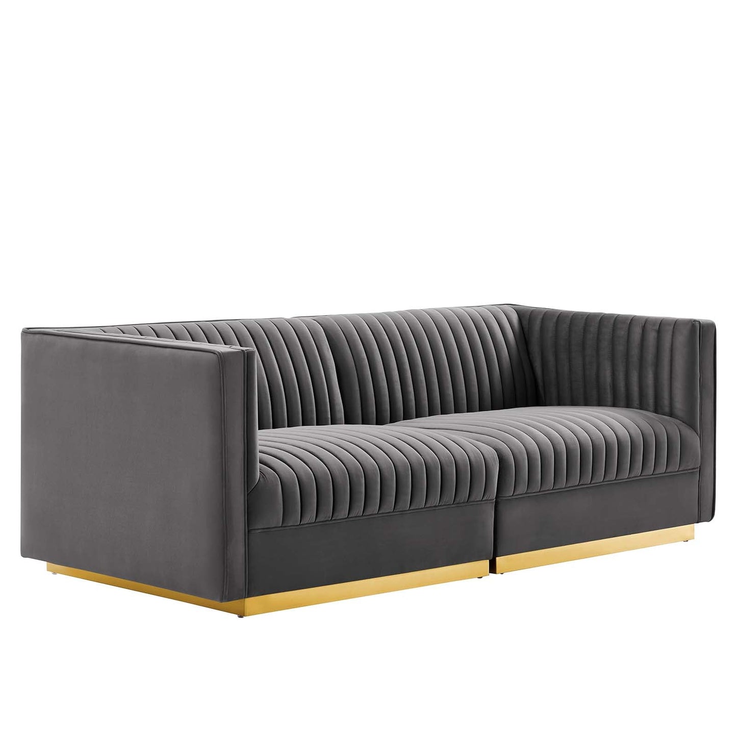 Sanguine Channel Tufted Performance Velvet Modular Sectional Sofa Loveseat By Modway - EEI-5824 | Loveseats | Modishstore - 2
