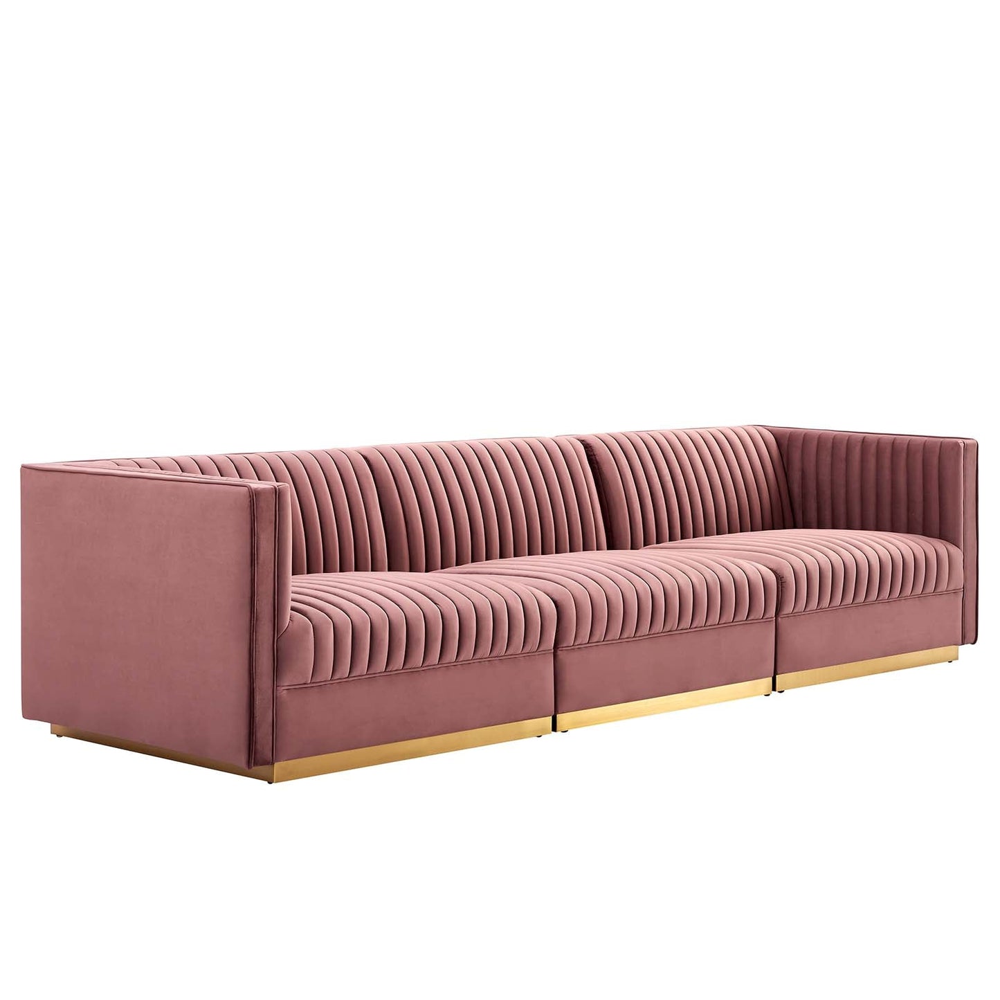 Sanguine Channel Tufted Performance Velvet 3-Seat Modular Sectional Sofa By Modway - EEI-5825 | Sectional | Modishstore
