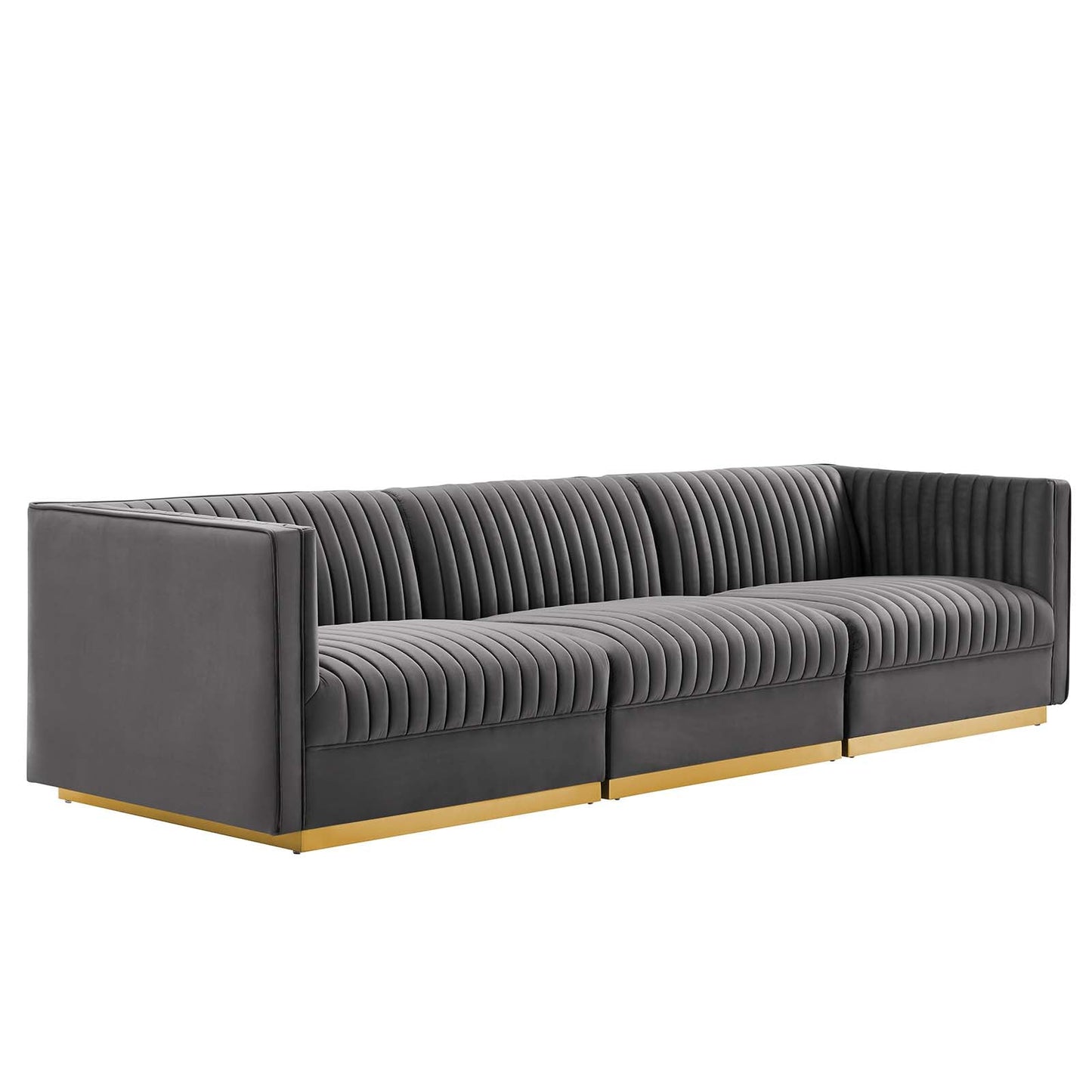 Sanguine Channel Tufted Performance Velvet 3-Seat Modular Sectional Sofa By Modway - EEI-5825 | Sectional | Modishstore - 2