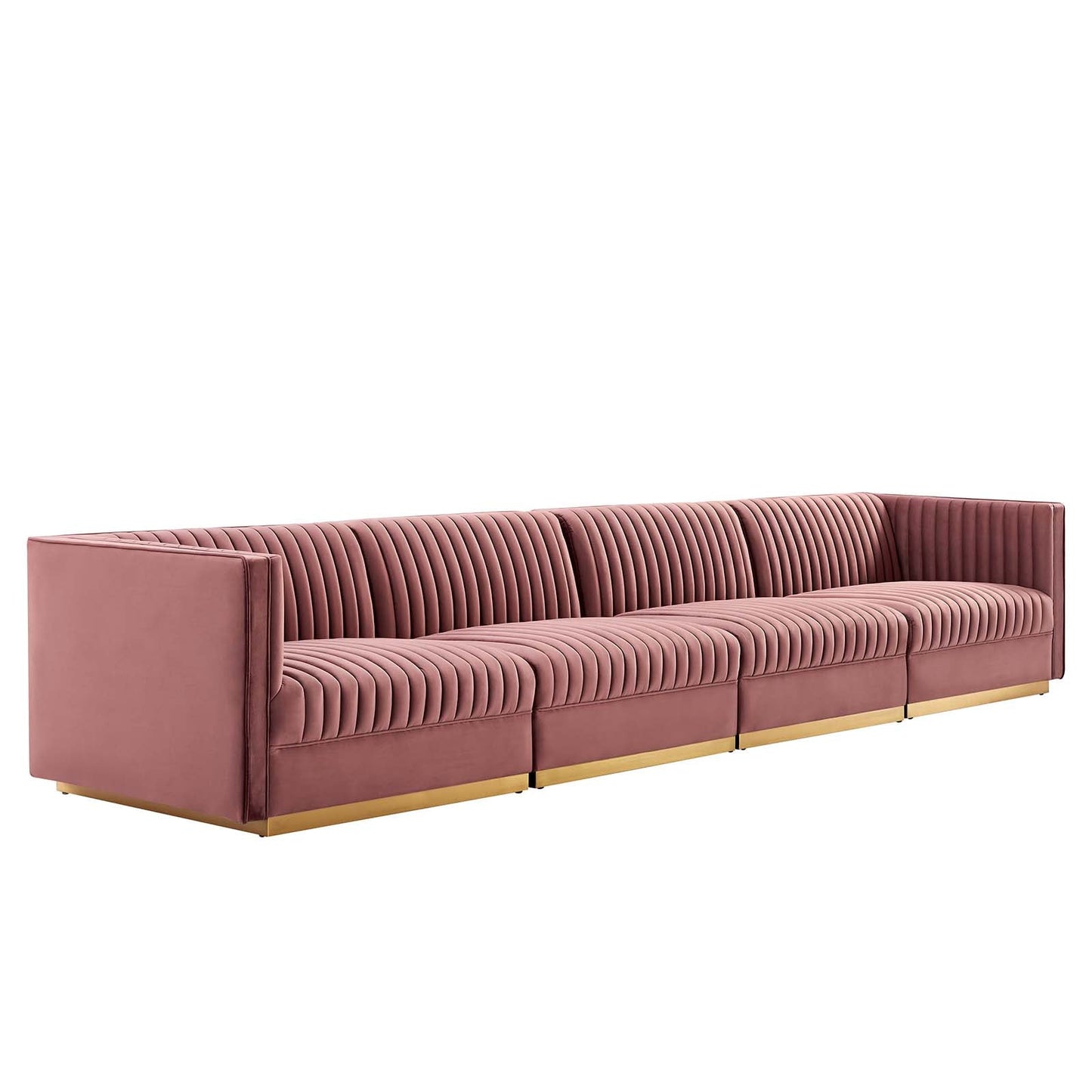 Sanguine Channel Tufted Performance Velvet 4-Seat Modular Sectional Sofa By Modway - EEI-5827 | Sectional | Modishstore
