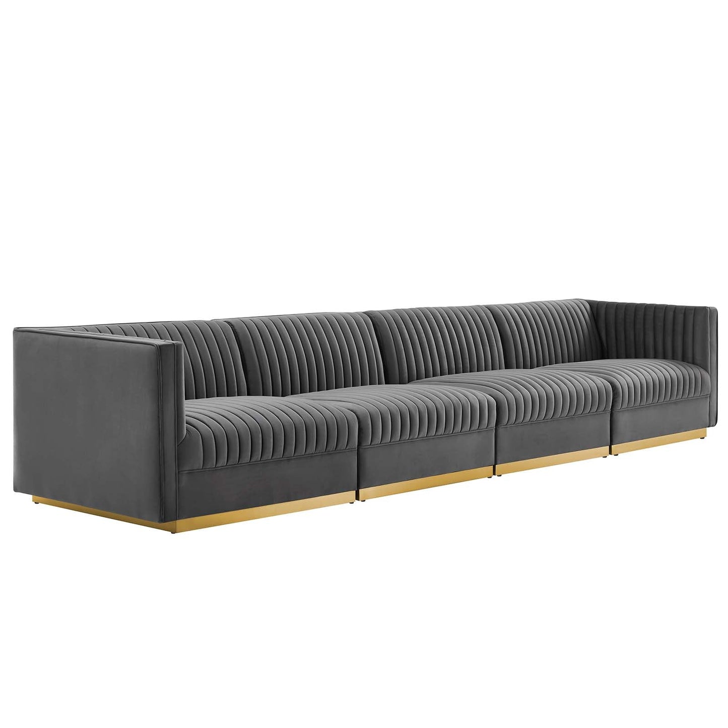 Sanguine Channel Tufted Performance Velvet 4-Seat Modular Sectional Sofa By Modway - EEI-5827 | Sectional | Modishstore - 2