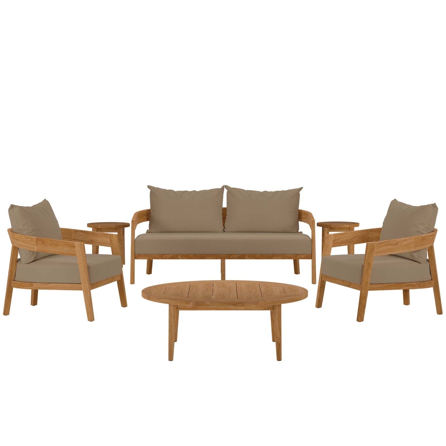 Brisbane 6-Piece Teak Wood Outdoor Patio Outdoor Patio Set By Modway - EEI-5833-NAT-GRY | Outdoor Sofas, Loveseats & Sectionals | Modishstore - 2