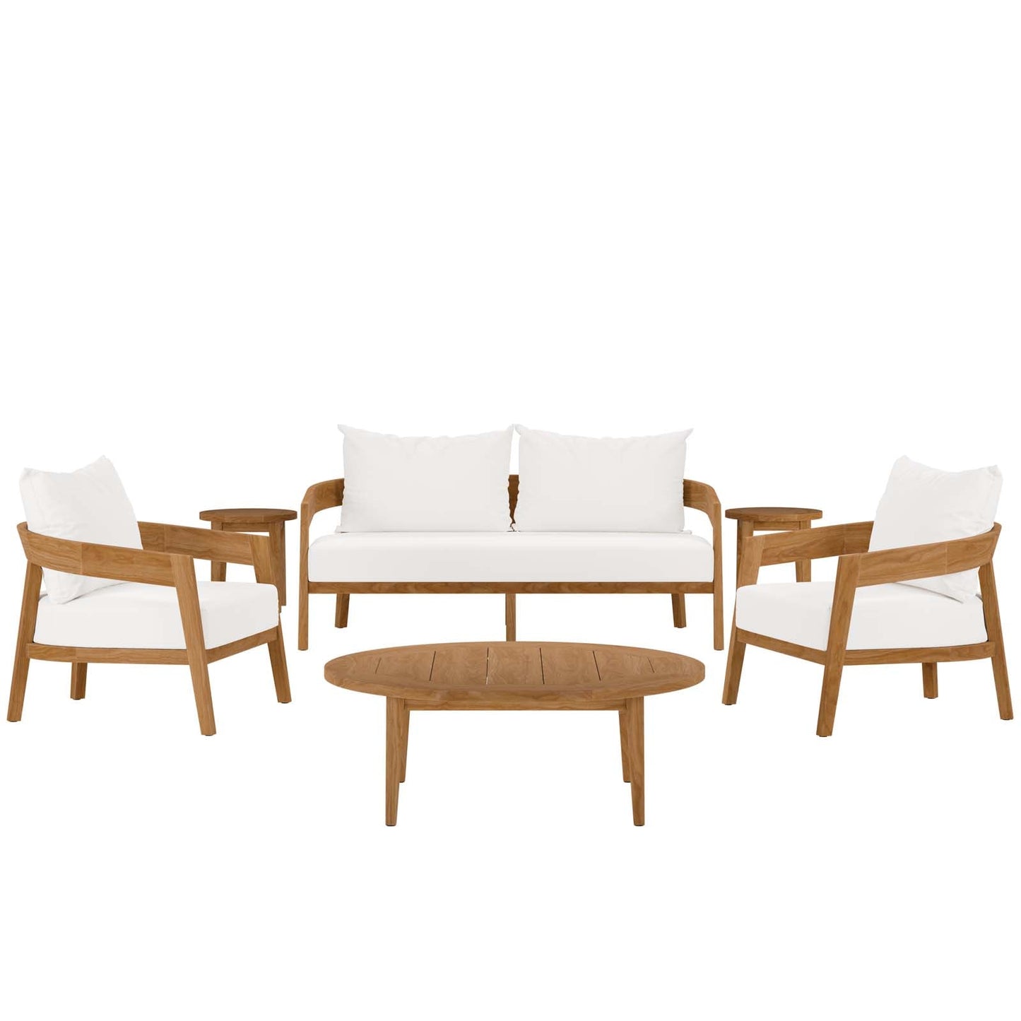 Brisbane 6-Piece Teak Wood Outdoor Patio Outdoor Patio Set By Modway - EEI-5833-NAT-GRY | Outdoor Sofas, Loveseats & Sectionals | Modishstore - 4