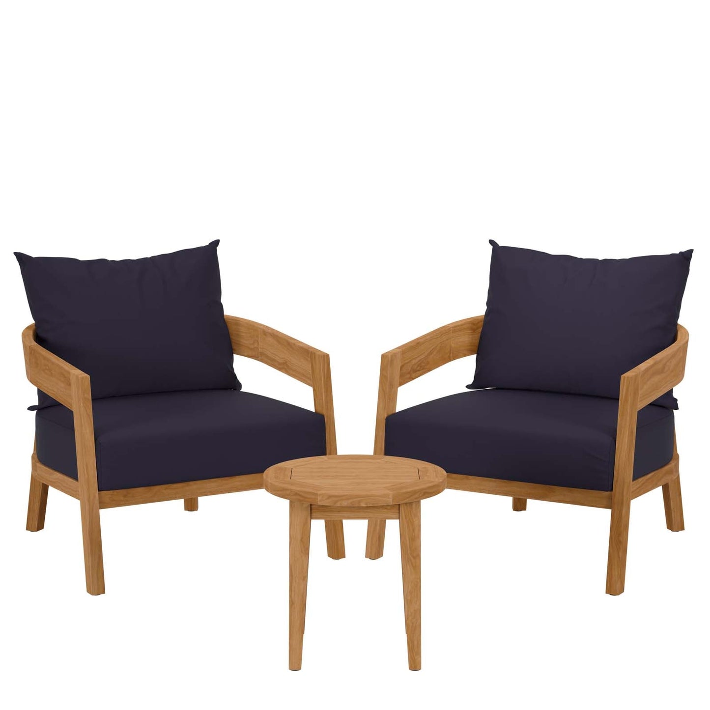 Brisbane 3-Piece Teak Wood Outdoor Patio Outdoor Patio Set By Modway - EEI-5835-NAT-GRY | Sofas | Modishstore - 3