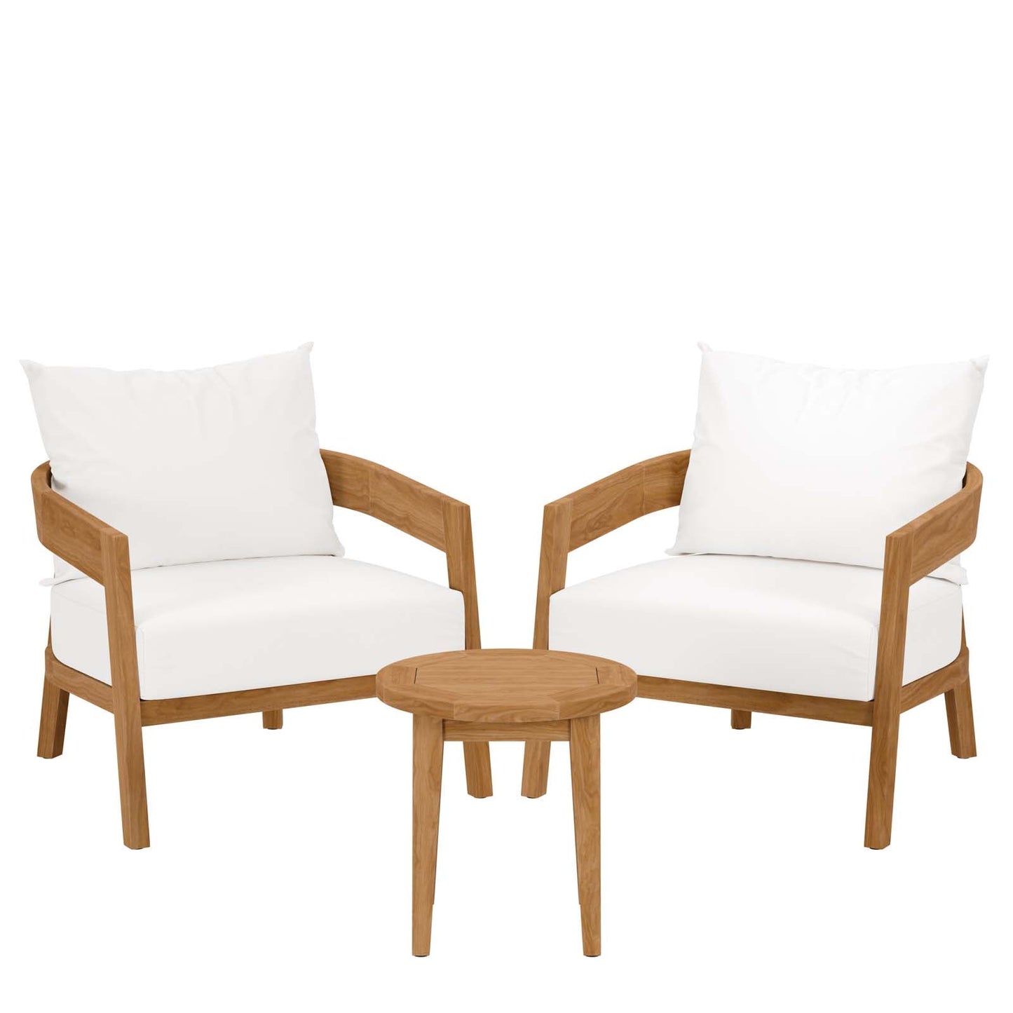 Brisbane 3-Piece Teak Wood Outdoor Patio Outdoor Patio Set By Modway - EEI-5835-NAT-GRY | Sofas | Modishstore - 4