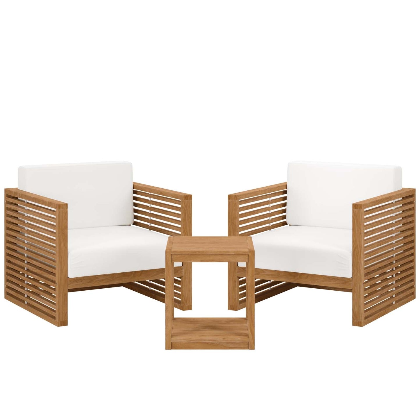 Carlsbad 3-Piece Teak Wood Outdoor Patio Outdoor Patio Set By Modway - EEI-5838 | Outdoor Sofas, Loveseats & Sectionals - 3