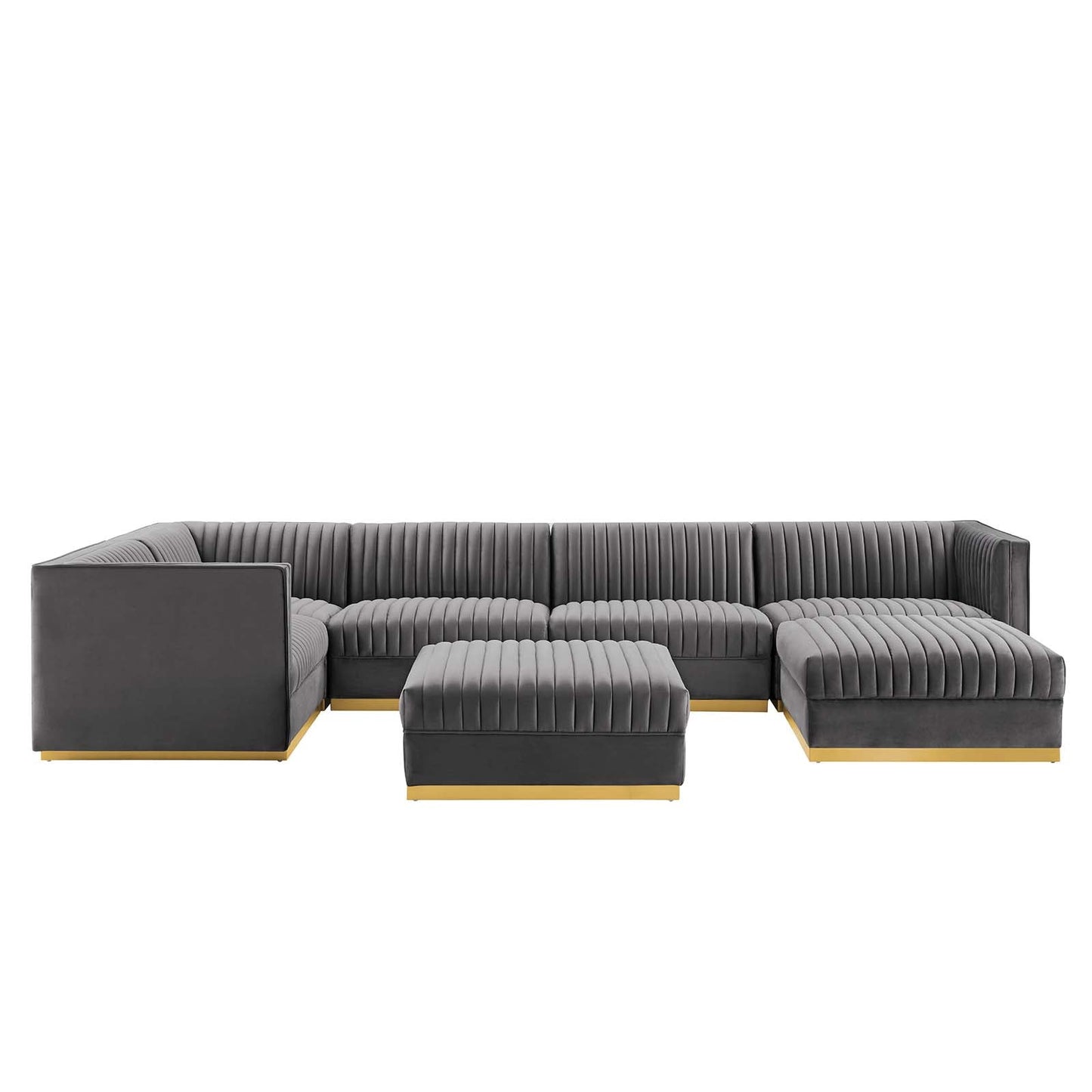 Sanguine Channel Tufted Performance Velvet 7-Piece Left-Facing Modular Sectional Sofa By Modway - EEI-5840 | Sectional | Modishstore - 2