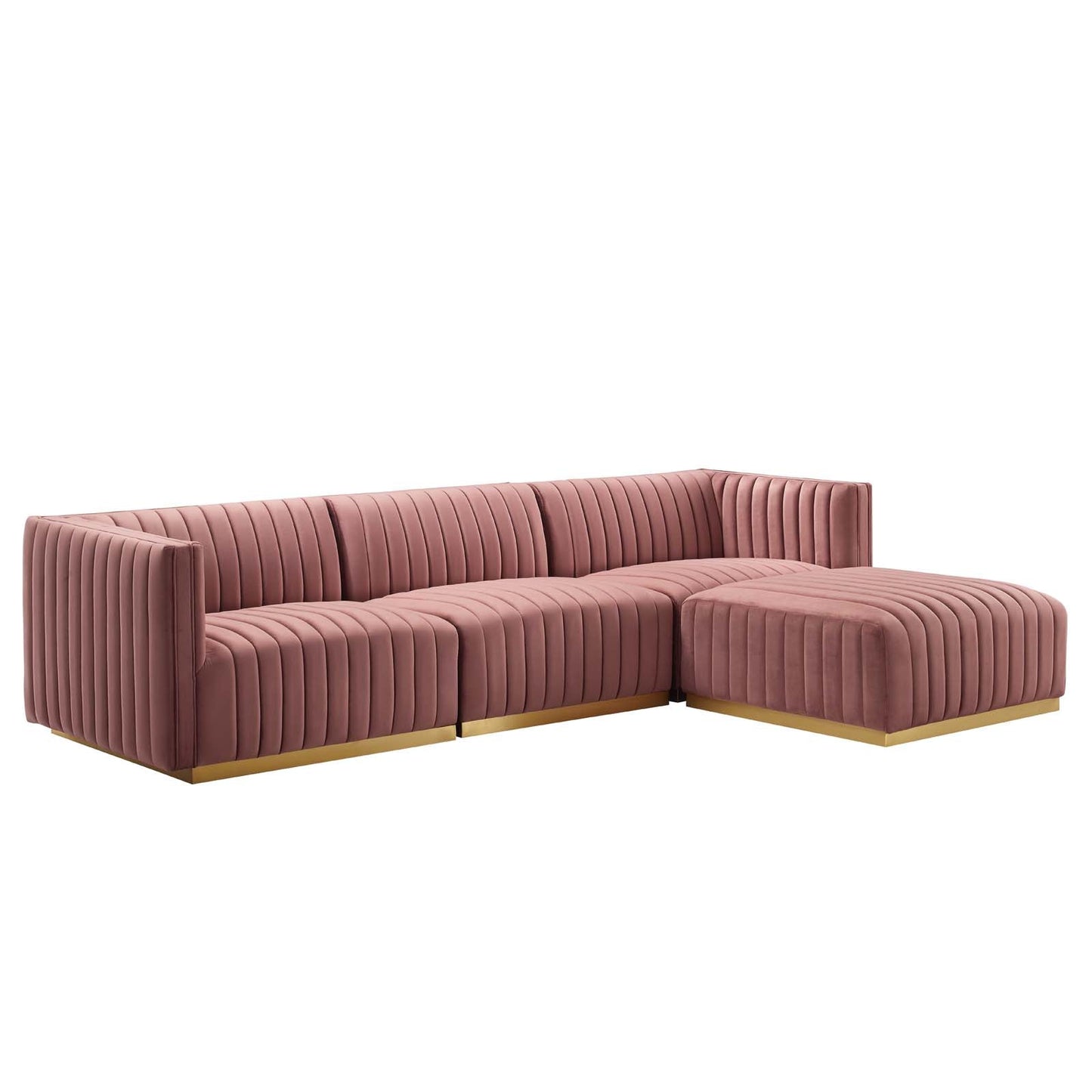 Conjure Channel Tufted Performance Velvet 4-Piece Sectional By Modway - EEI-5844 | Sectional - 2