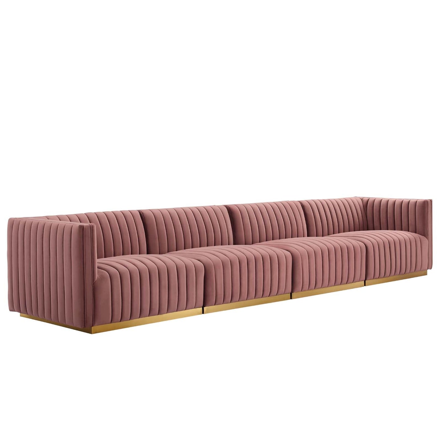 Conjure Channel Tufted Performance Velvet 4-Piece Sofa By Modway - EEI-5845 | Sofas - 2
