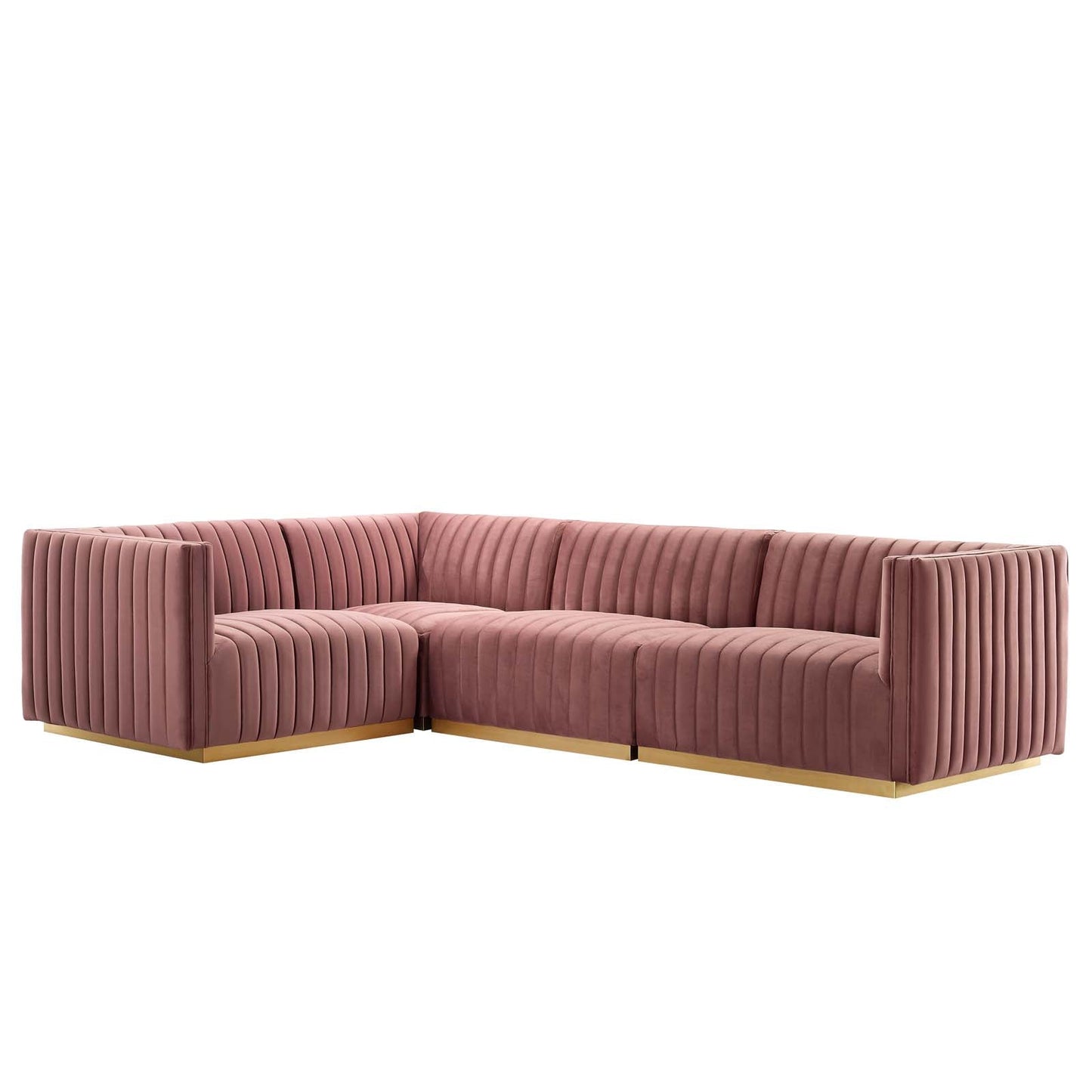Conjure Channel Tufted Performance Velvet 4-Piece Sectional By Modway - EEI-5847 | Sectional - 2