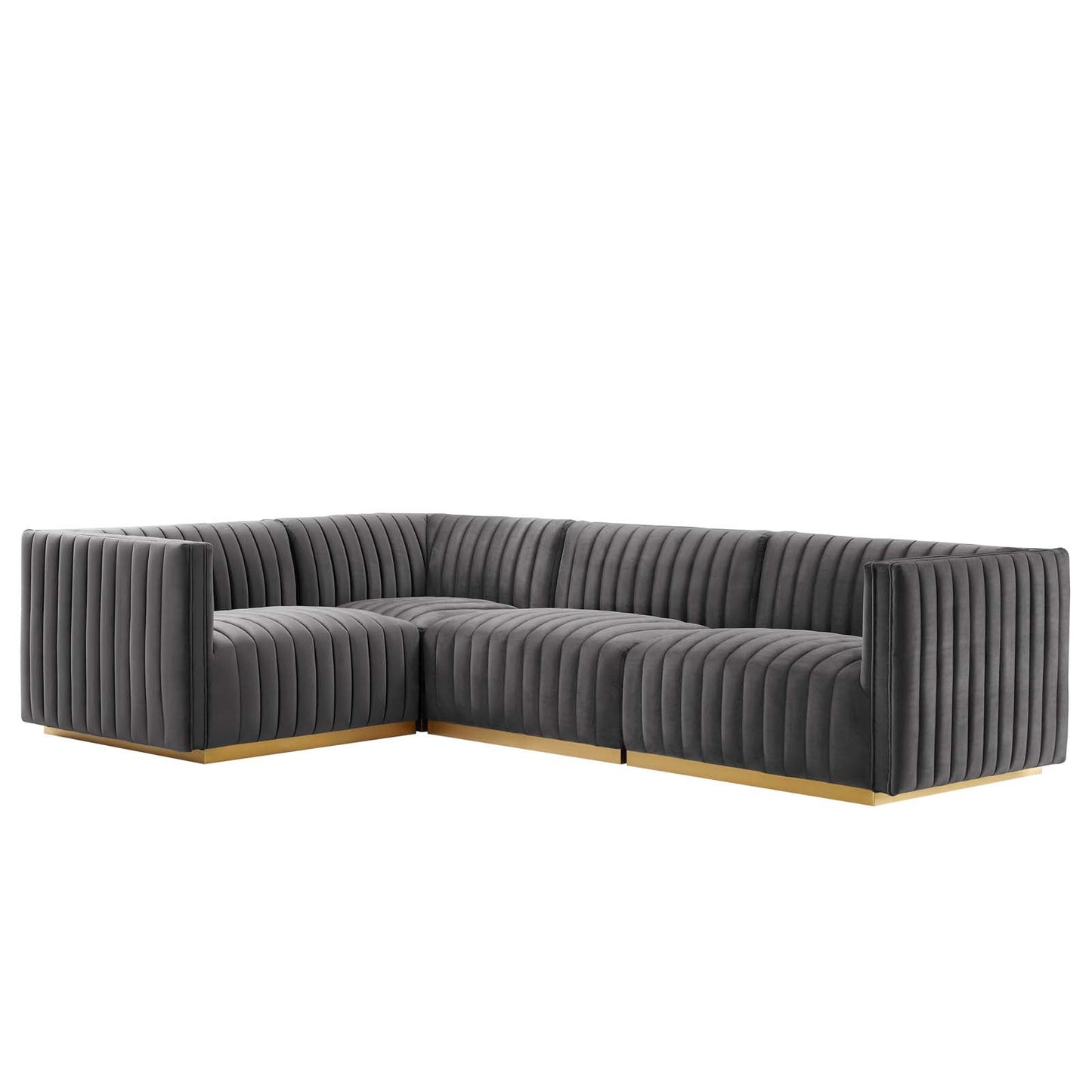 Conjure Channel Tufted Performance Velvet 4-Piece Sectional By Modway - EEI-5847 | Sectional - 3