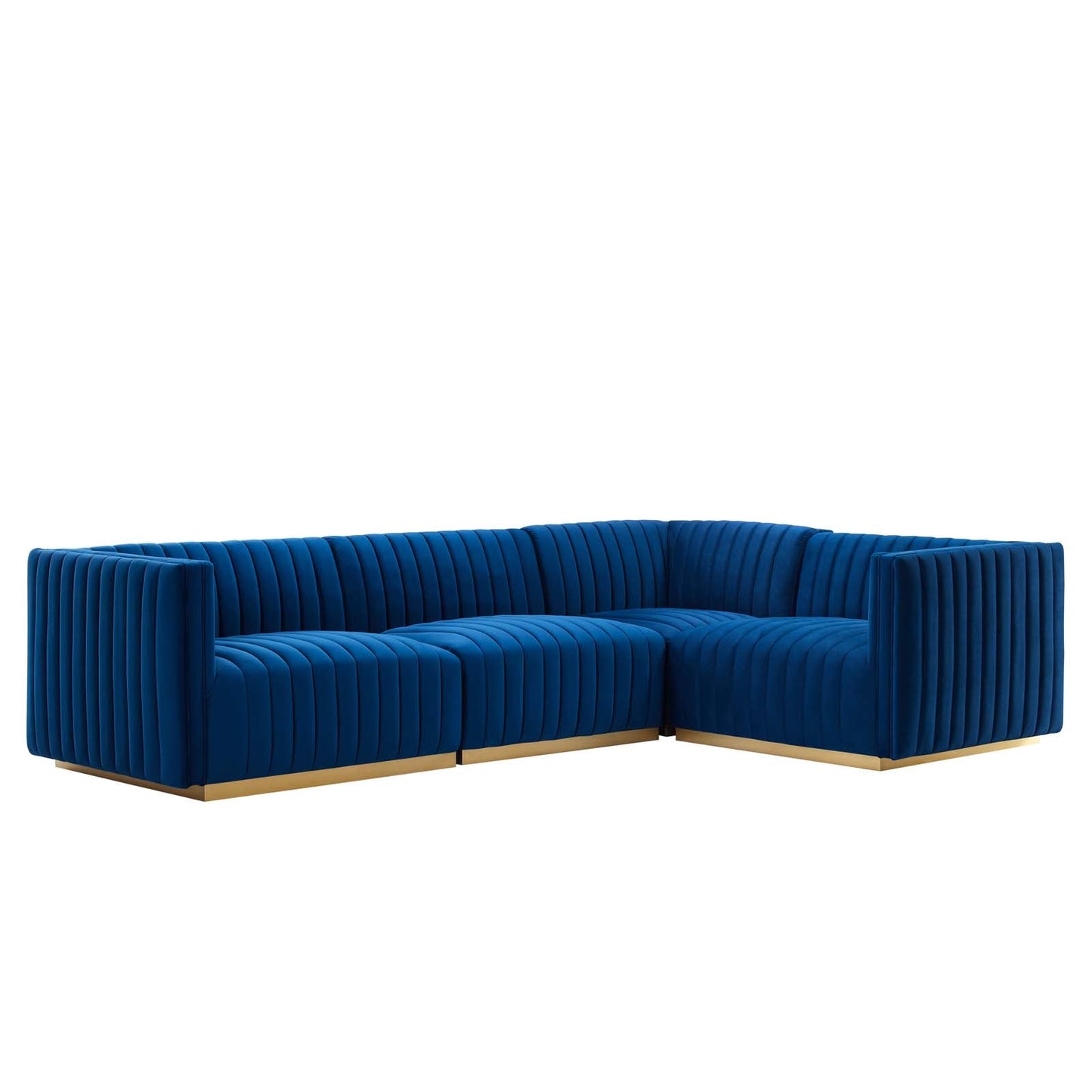 Conjure Channel Tufted Performance Velvet 4-Piece Sectional By Modway - EEI-5848 | Sectional - 4