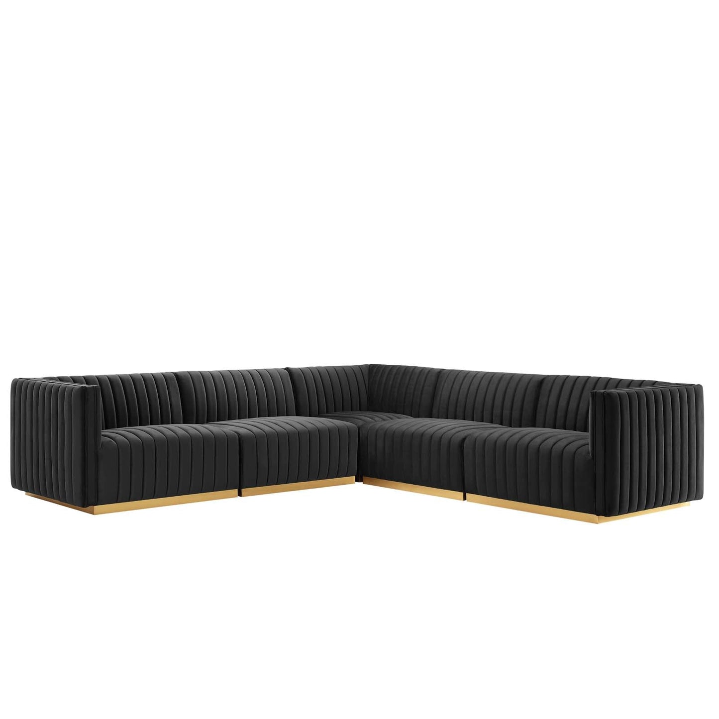 Conjure Channel Tufted Performance Velvet 5-Piece Sectional By Modway - EEI-5850 | Sectional