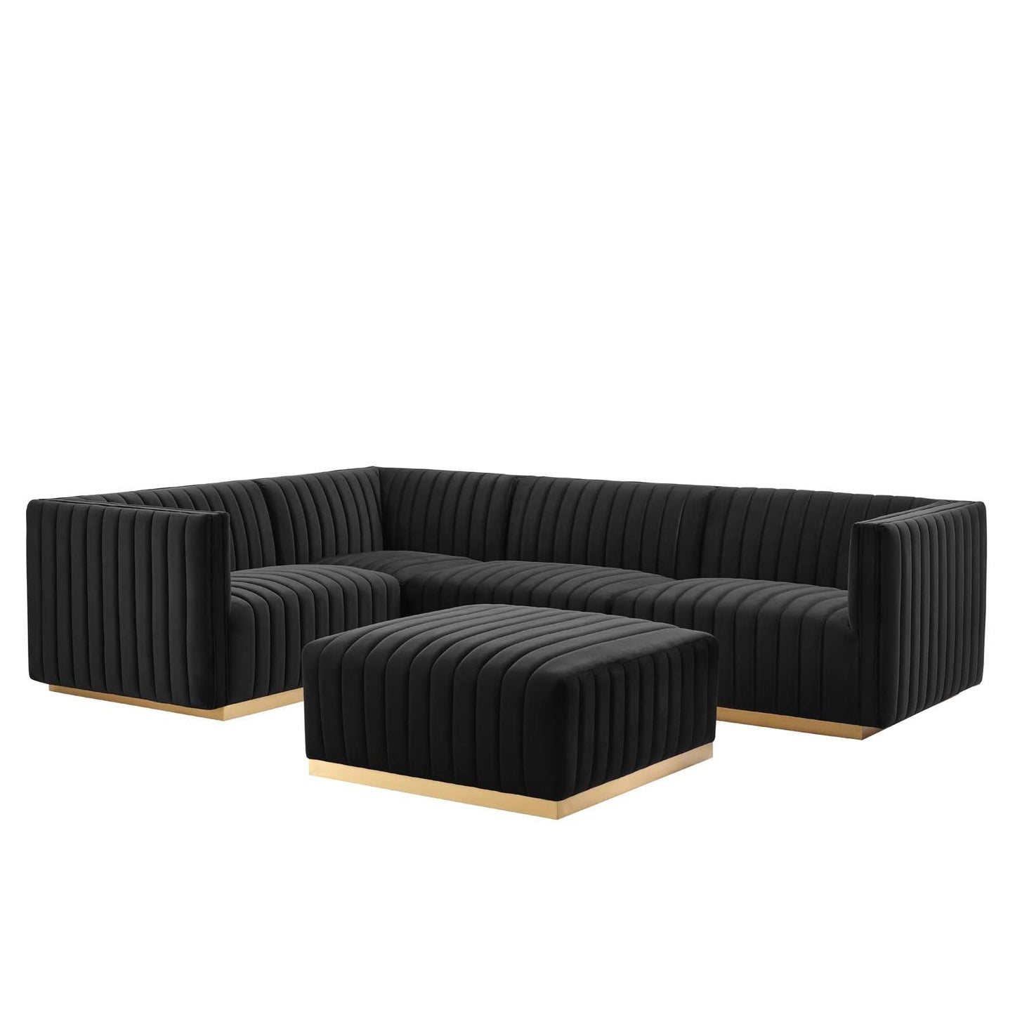 Conjure Channel Tufted Performance Velvet 5-Piece Sectional By Modway - EEI-5852 | Sectional - 5