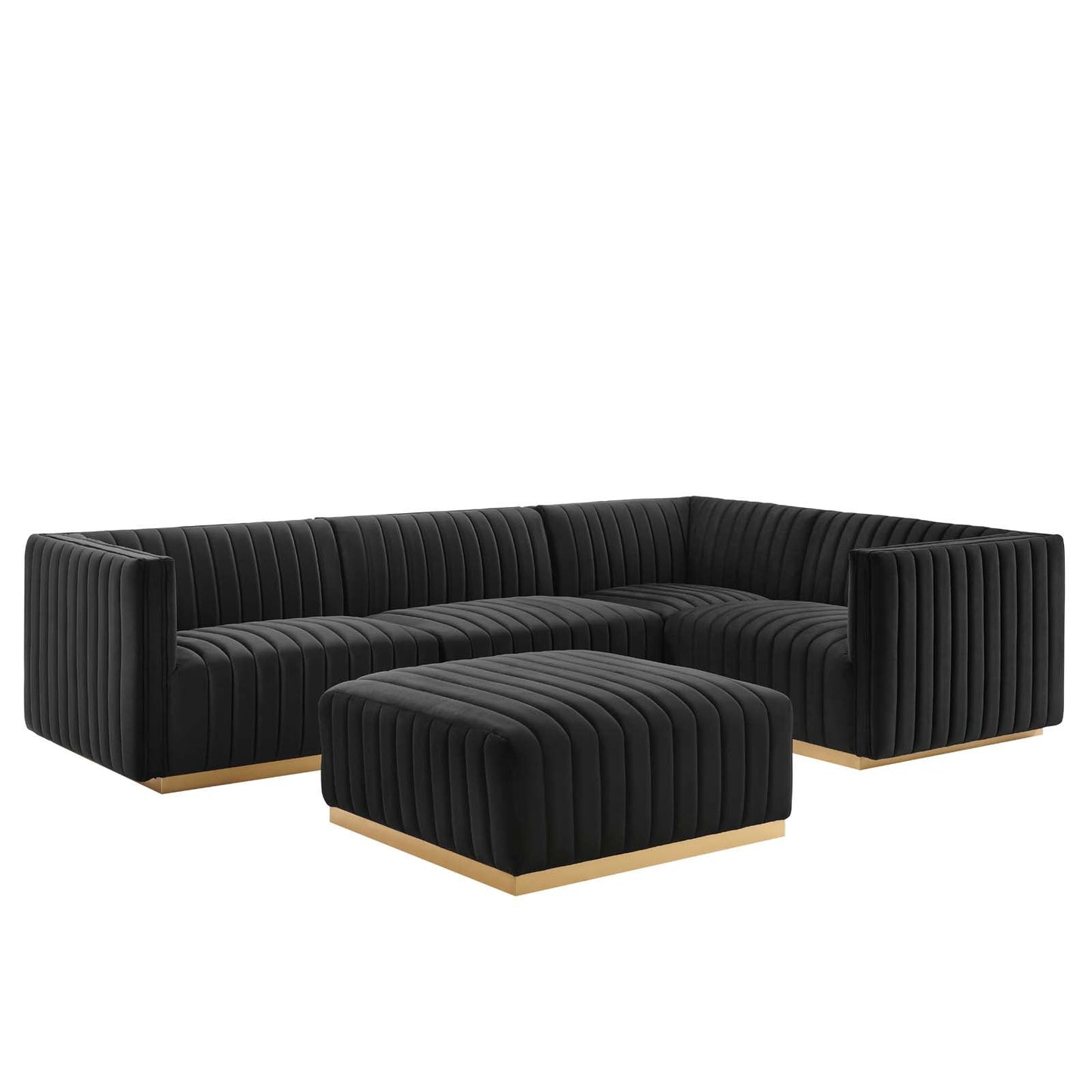 Conjure Channel Tufted Performance Velvet 5-Piece Sectional By Modway - EEI-5853 | Sectional