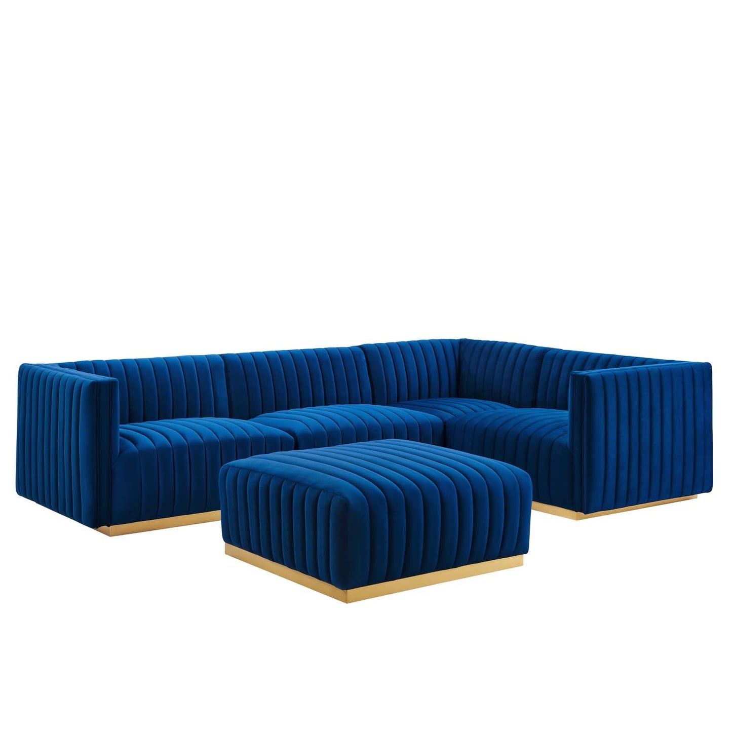 Conjure Channel Tufted Performance Velvet 5-Piece Sectional By Modway - EEI-5853 | Sectional - 4