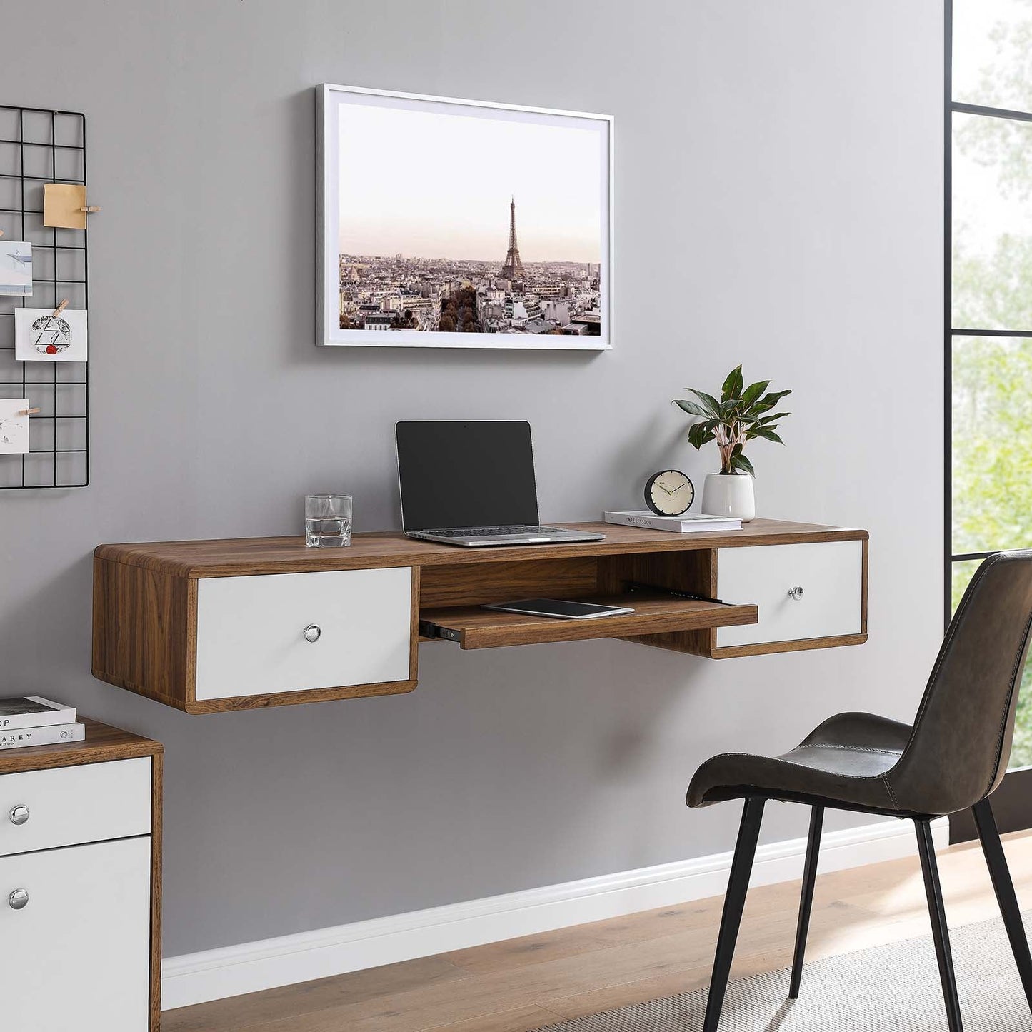 Transmit 60" Wall Mount Wood Office Desk By Modway - EEI-5864-WAL-WHI | Desks | Modishstore