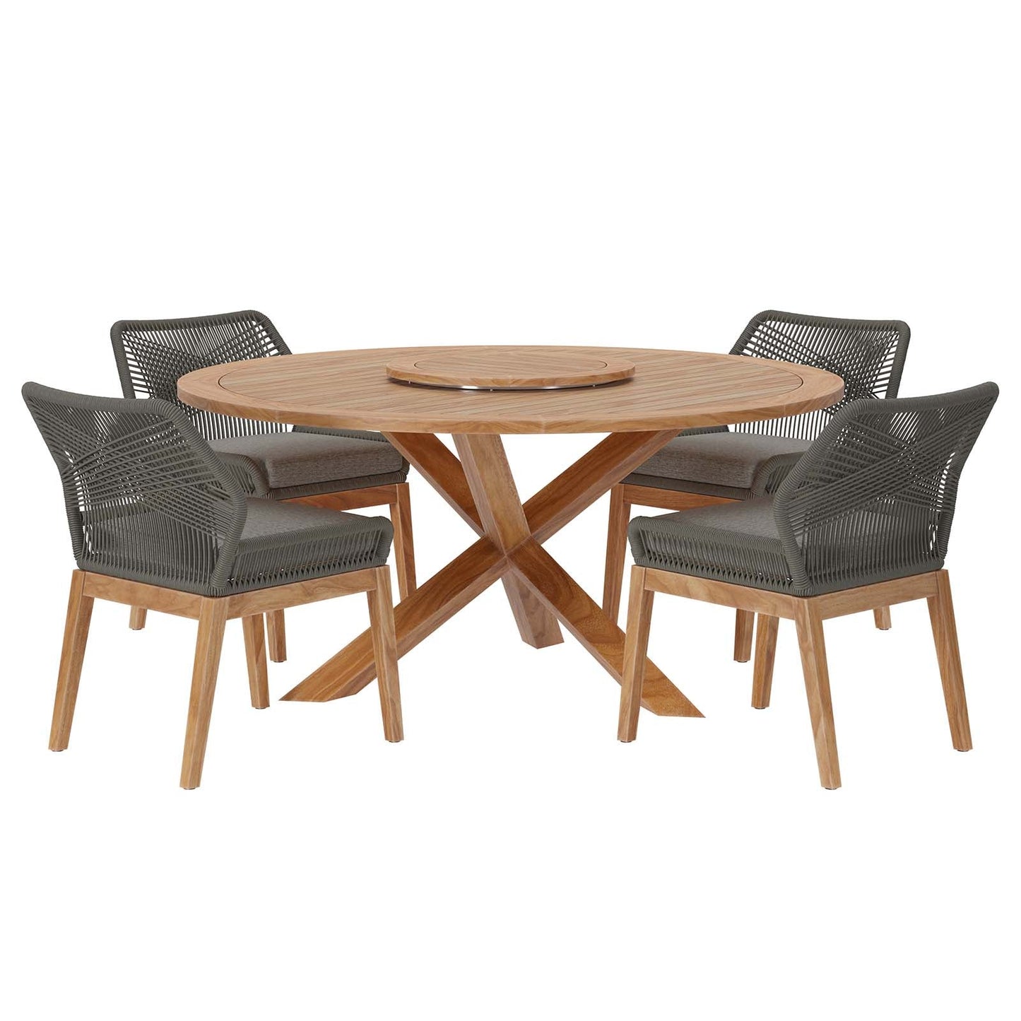 Wellspring 5-Piece Outdoor Patio Teak Wood Dining Set By Modway - EEI-6118 | Outdoor Dining Sets | Modishstore - 2