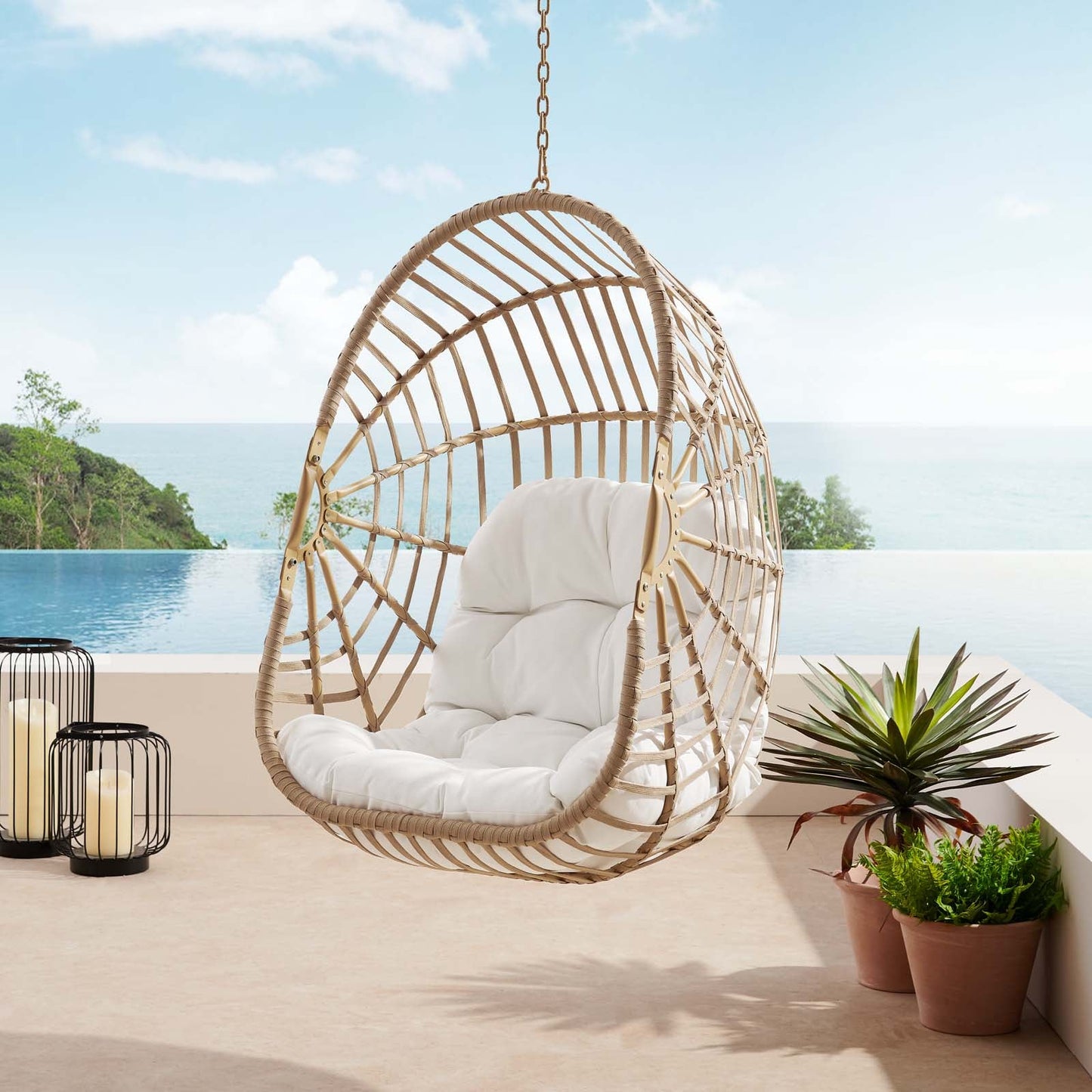 Amalie Wicker Rattan Outdoor Patio Rattan Swing Chair without Stand By Modway - EEI-6261 | Outdoor Porch Swings