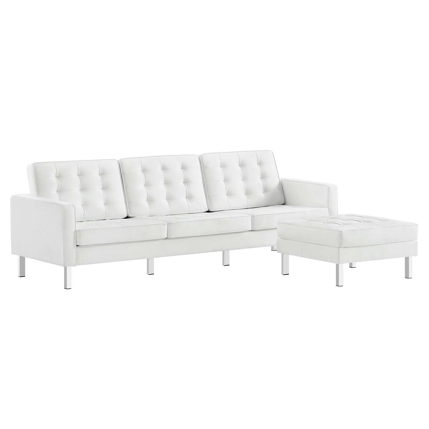 Loft Tufted Vegan Leather Sofa and Ottoman Set By Modway - EEI-6410 | Sofas - 3