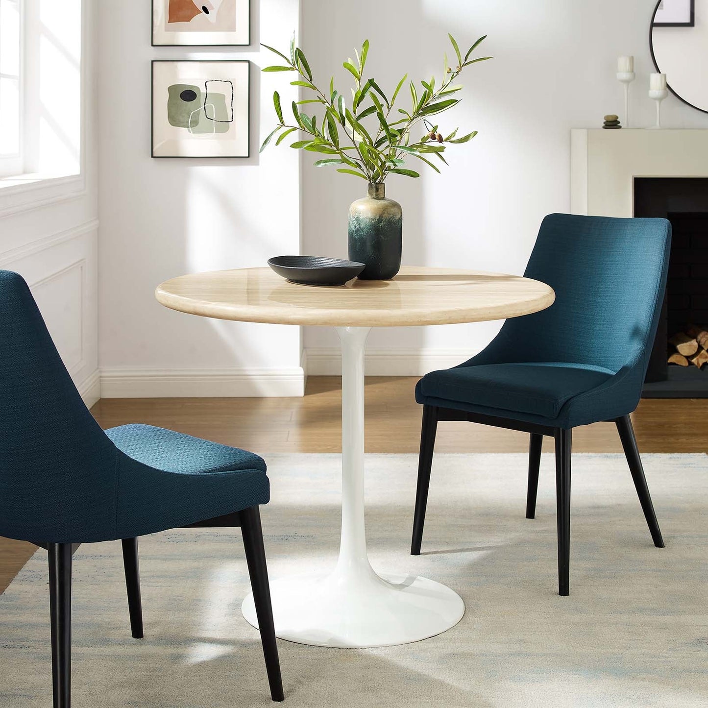 Lippa 36” Round Artificial Travertine Dining Table By Modway - EEI-6748 | Dining Tables