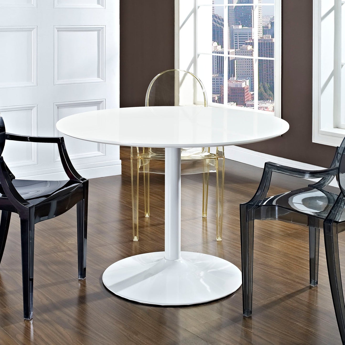Modway Revolve Round Wood Dining Table - White | Dining Tables | Modishstore-2