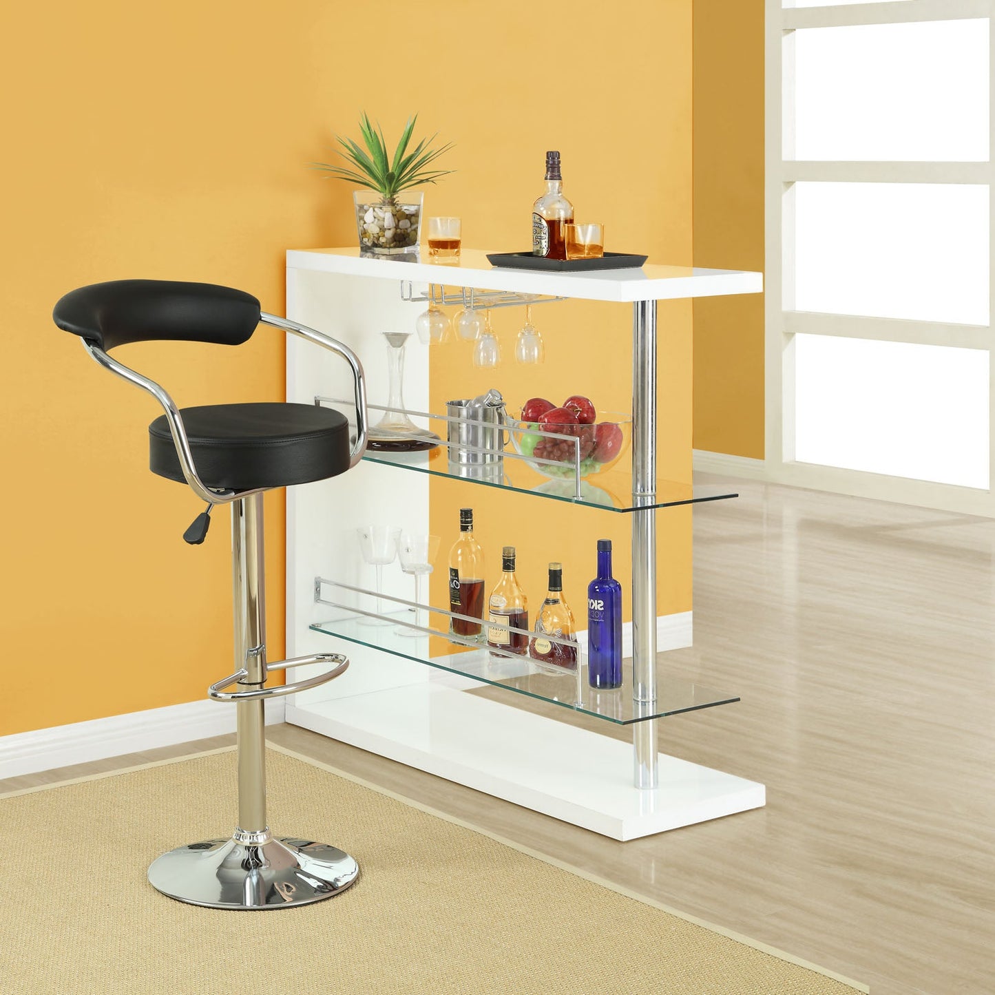 Modway Diner Bar Stool Set of 4 - Black | Bar Stools