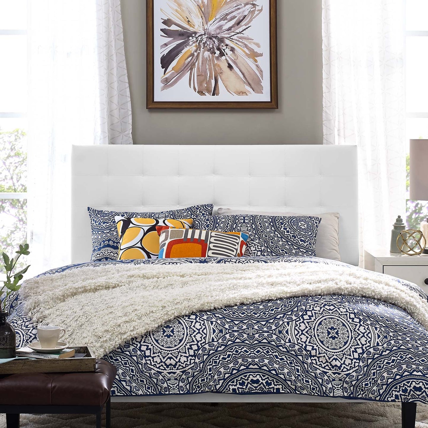 Modway Paisley Tufted King and California King Upholstered Faux Leather Headboard | Headboards | Modishstore-2