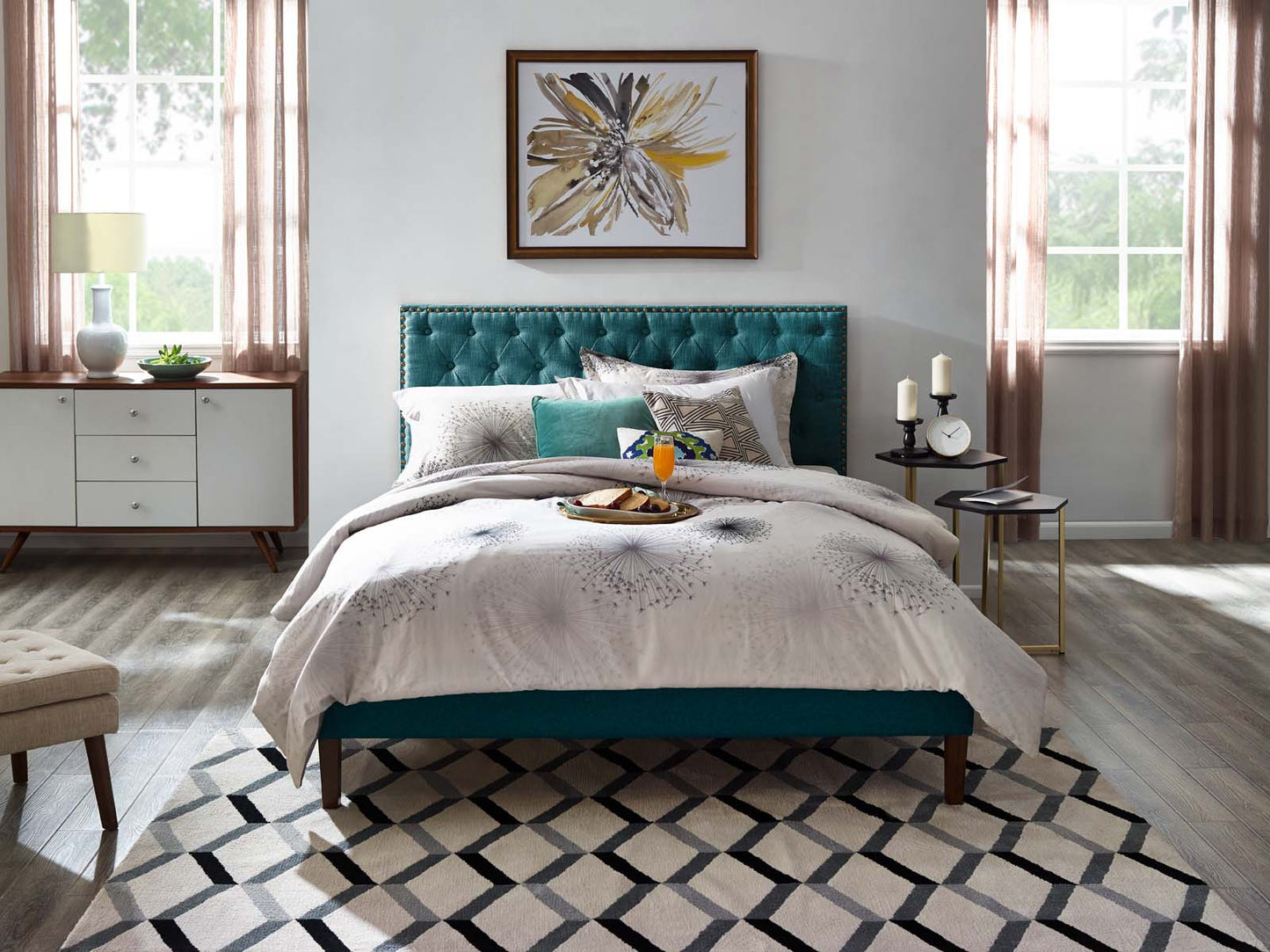 Modway Helena Tufted King and California King Upholstered Linen Fabric Headboard | Headboards |