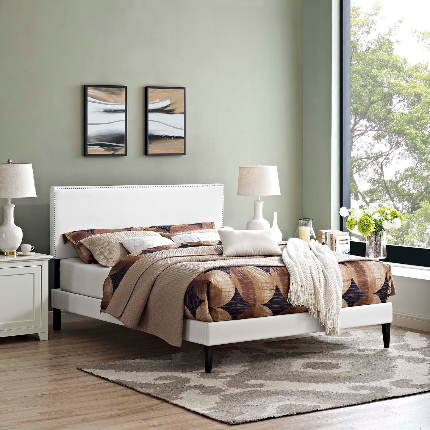 Modway Macie King Vinyl Platform Bed with Squared Tapered Legs | Beds | Modishstore-6