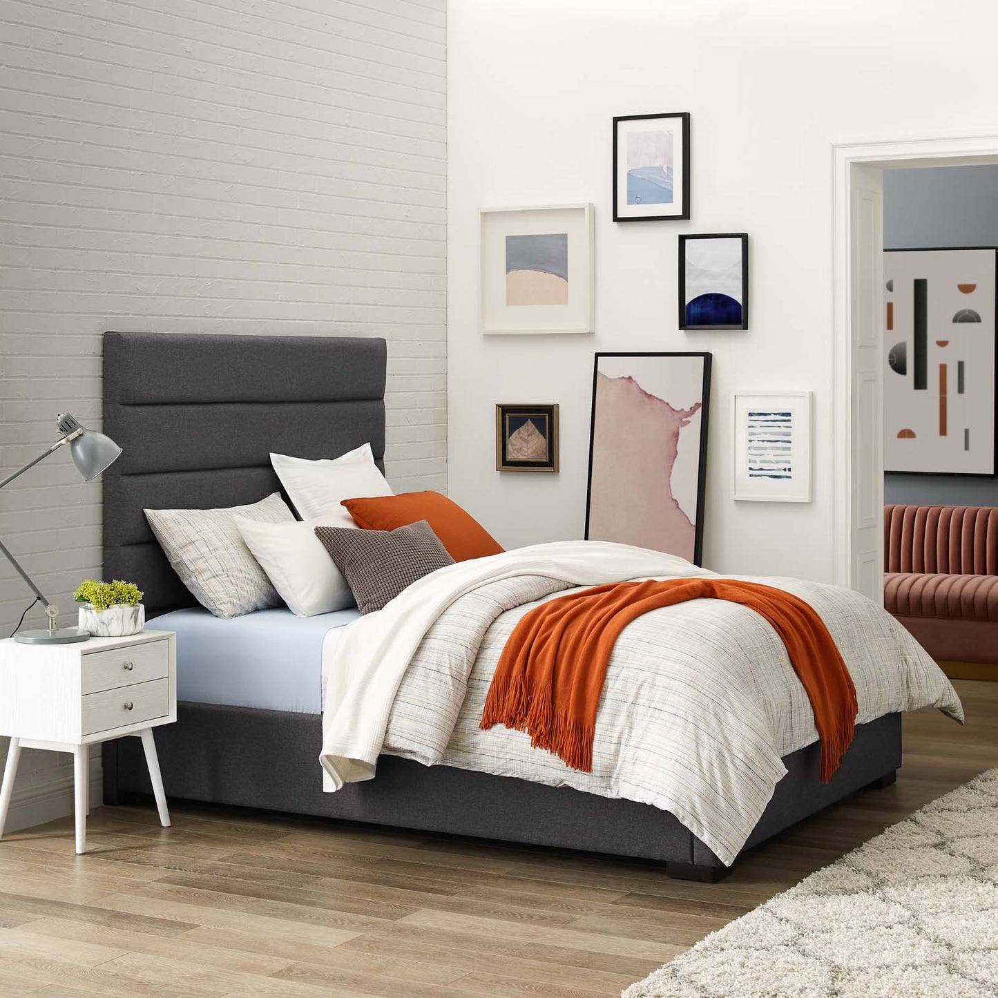 Modway Genevieve Queen Upholstered Fabric Platform Bed | Beds |
