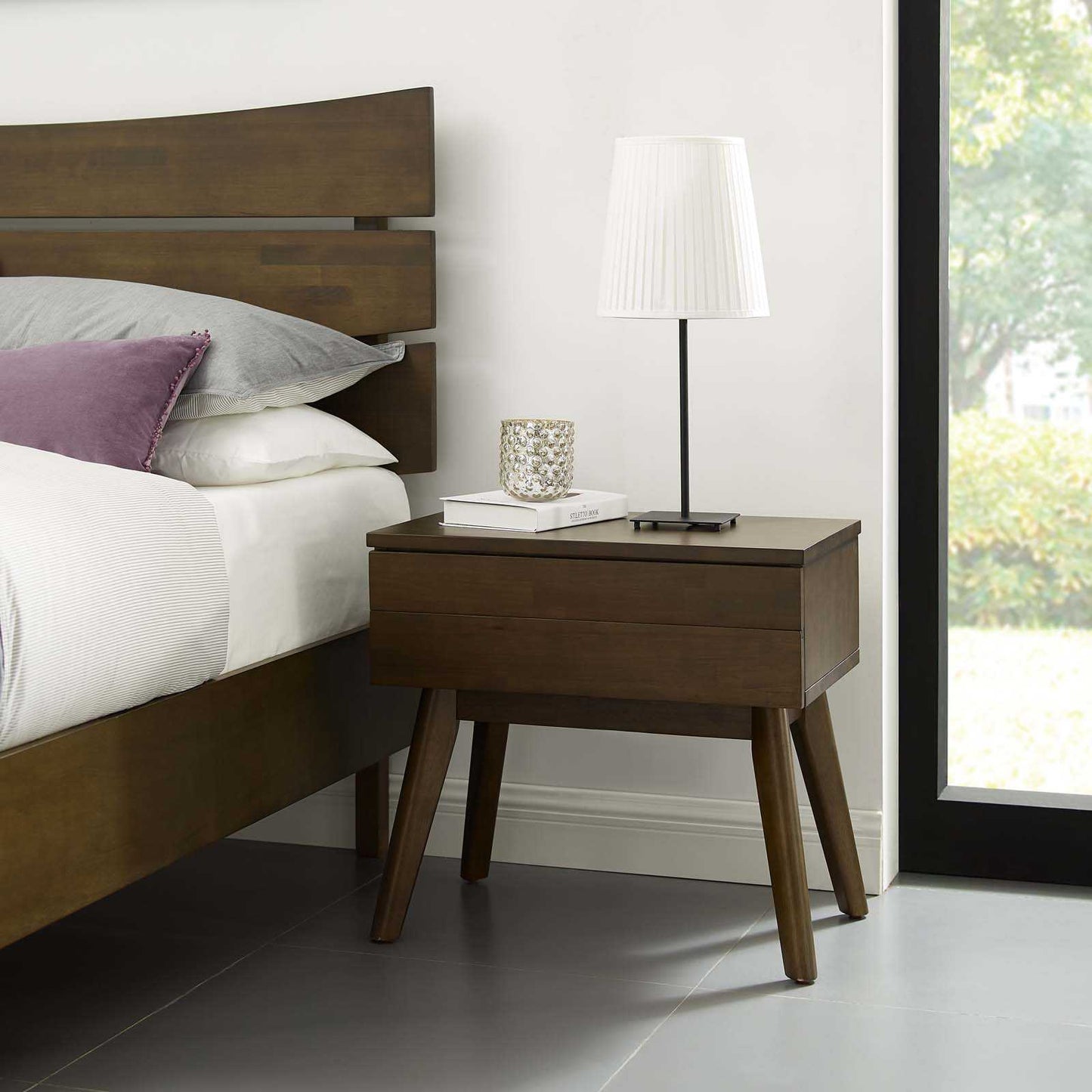 Modway Everly Wood Nightstand Walnut | Nightstands
