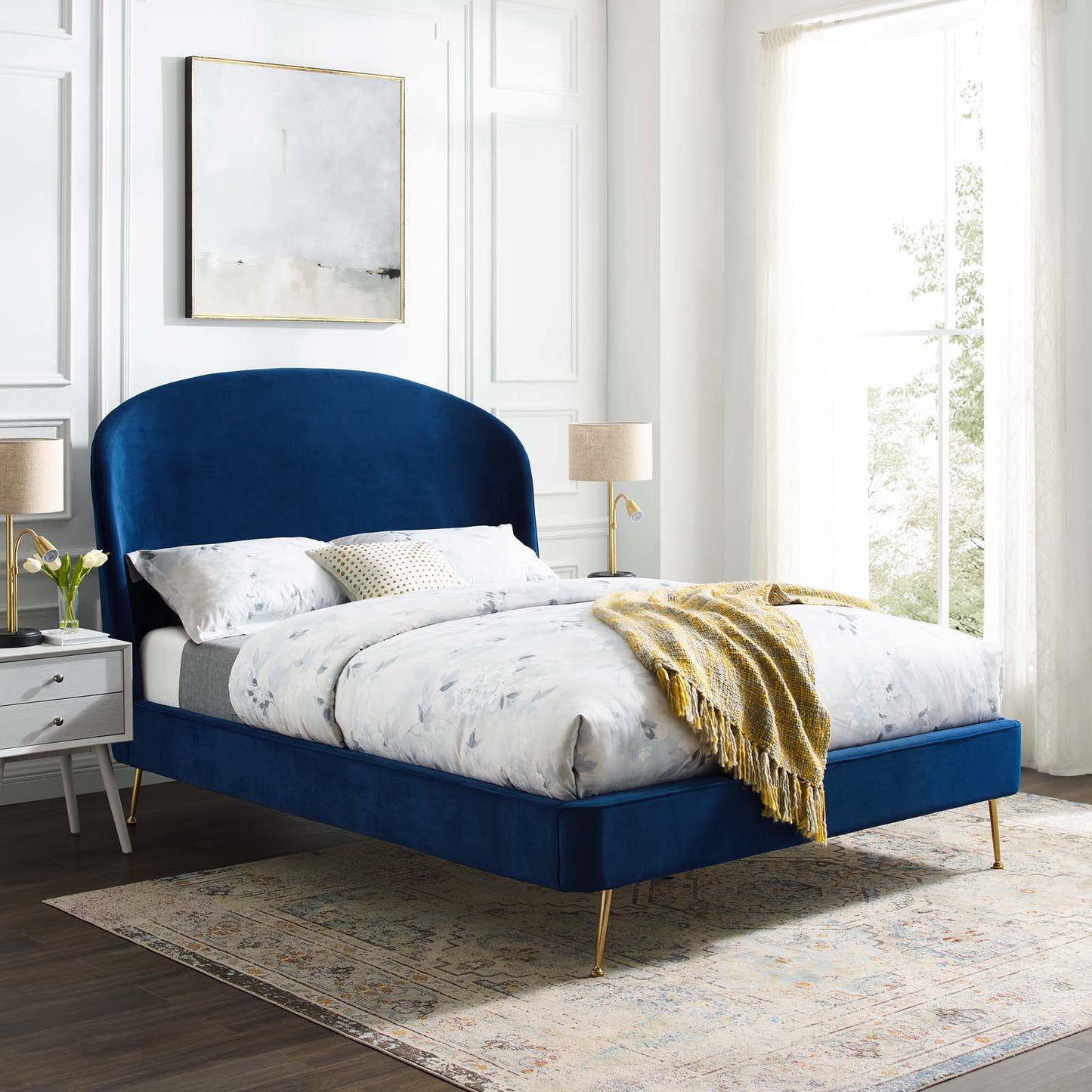 Modway Mira Upholstered Performance Velvet Queen Platform Bed | Beds | Modishstore-10