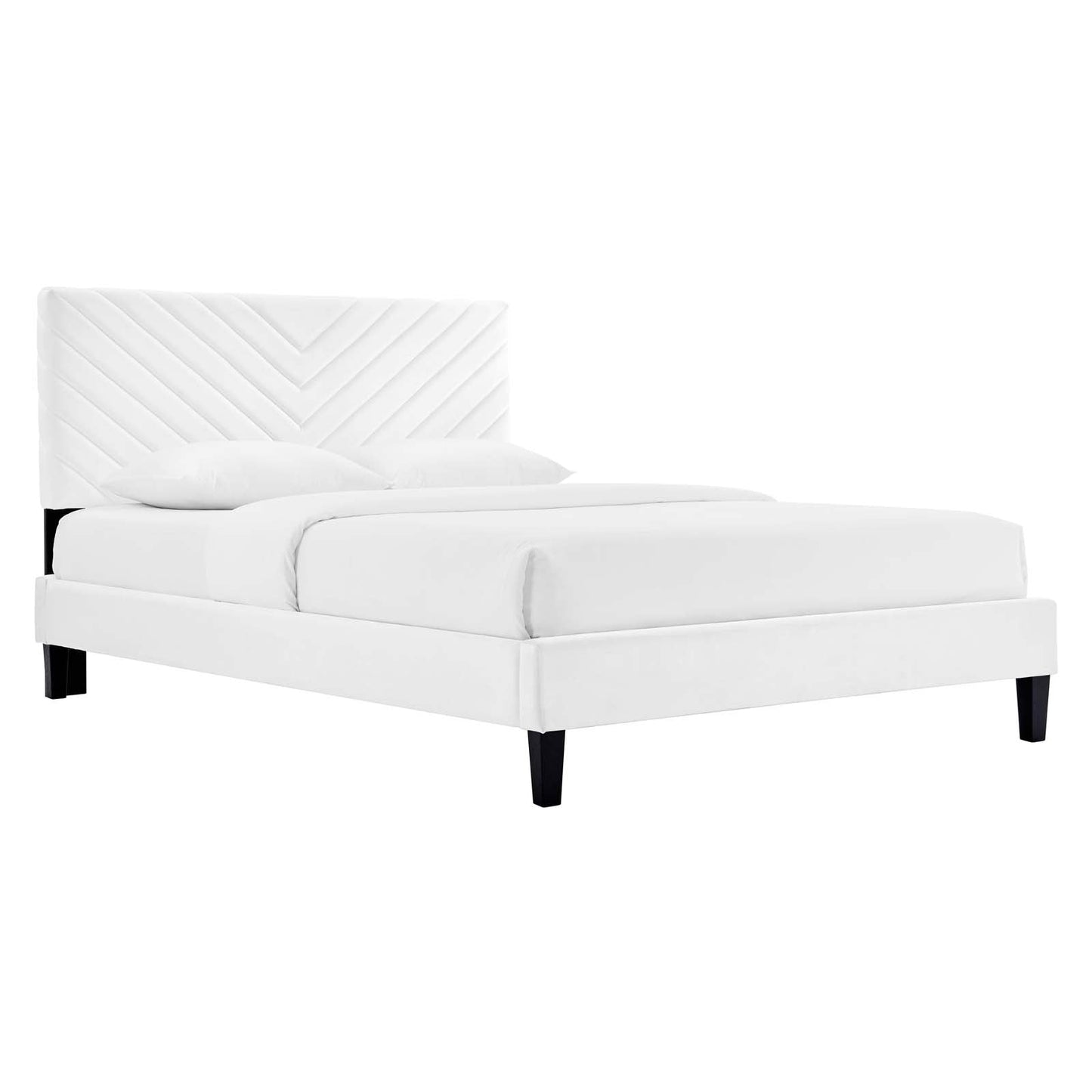 Roxanne Performance Velvet Queen Platform Bed By Modway - MOD-6285-CHA | Beds | Modishstore - 5