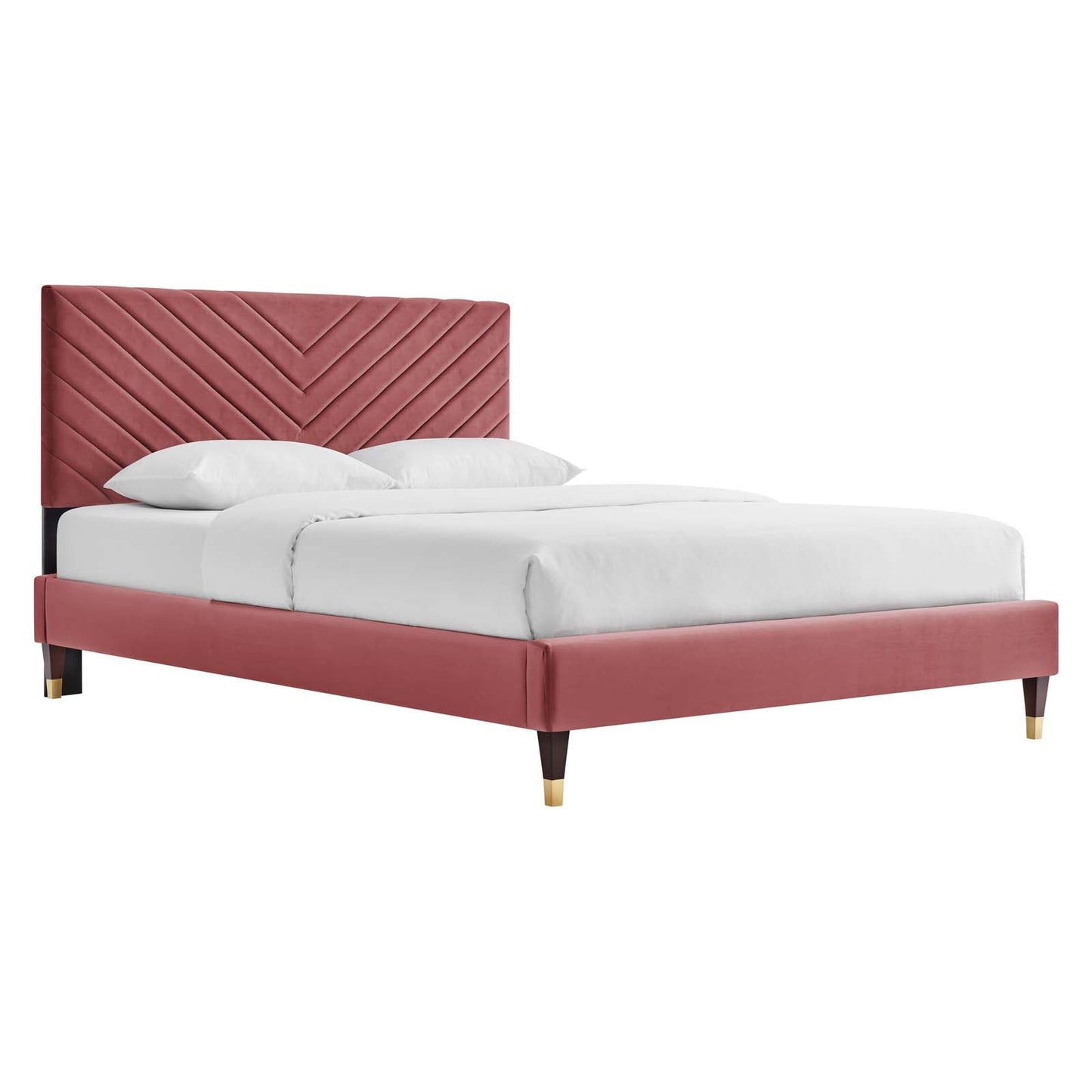 Roxanne Performance Velvet Queen Platform Bed By Modway - MOD-6286-CHA | Beds | Modishstore - 2