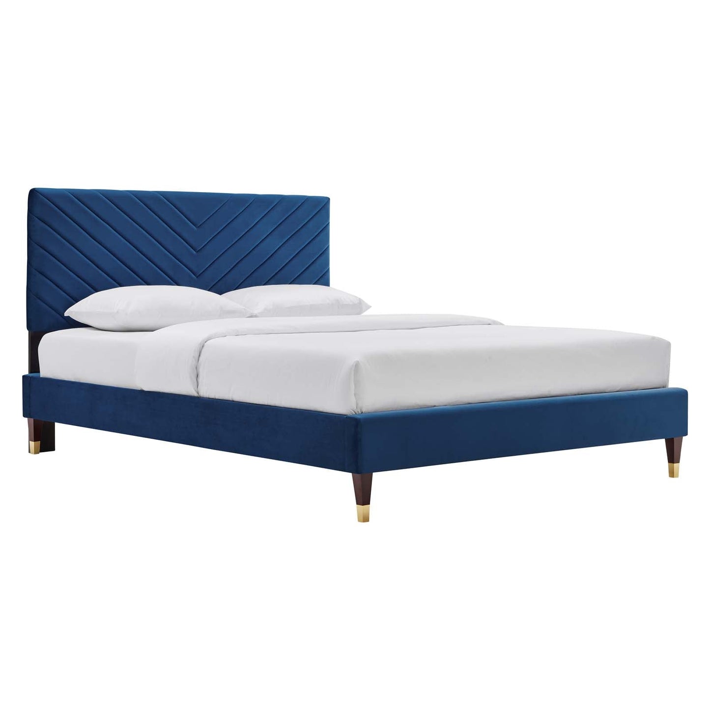 Roxanne Performance Velvet Queen Platform Bed By Modway - MOD-6286-CHA | Beds | Modishstore - 3