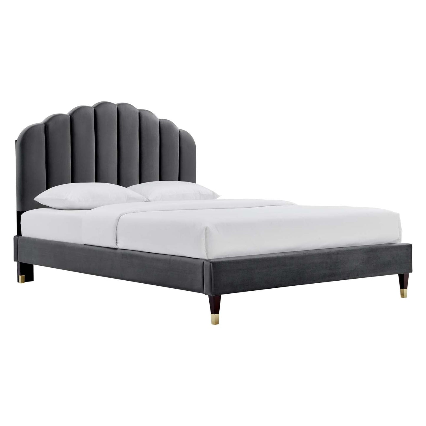 Daisy Performance Velvet Queen Platform Bed By Modway - MOD-6288-CHA | Beds | Modishstore