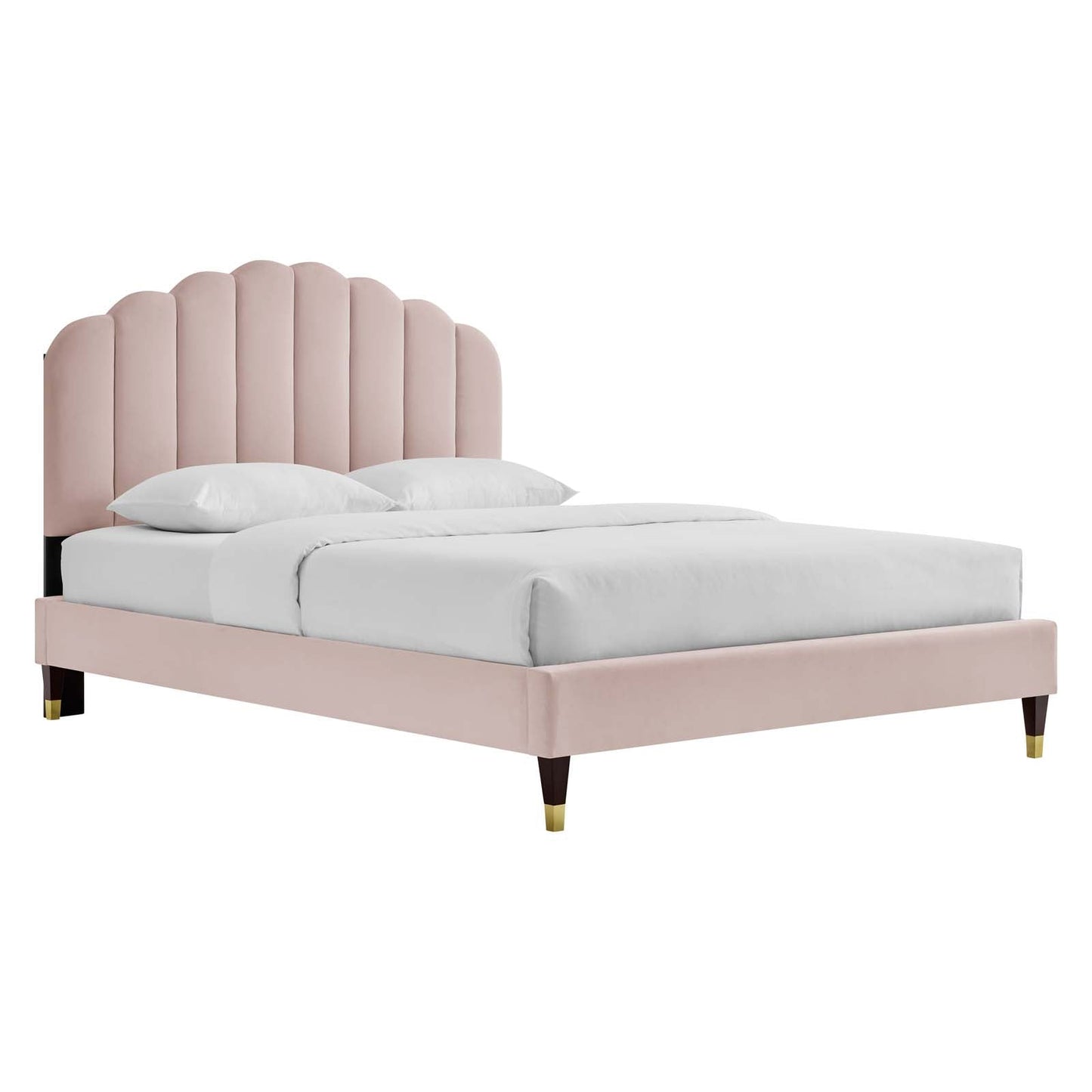 Daisy Performance Velvet Queen Platform Bed By Modway - MOD-6288-CHA | Beds | Modishstore - 6