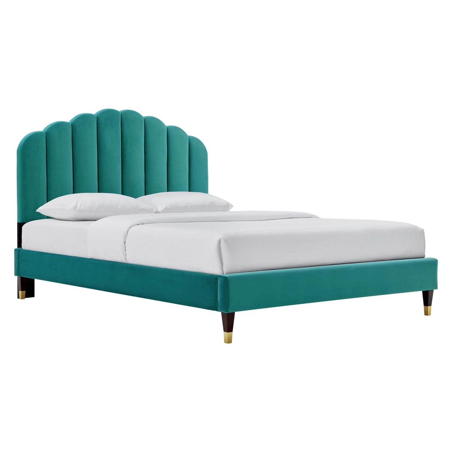 Daisy Performance Velvet Queen Platform Bed By Modway - MOD-6288-CHA | Beds | Modishstore - 7