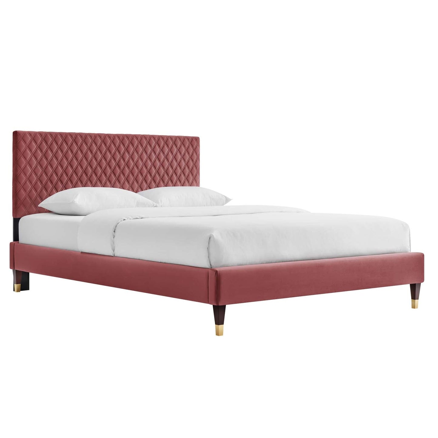 Garcelle Performance Velvet Queen Platform Bed By Modway - MOD-6290-CHA | Beds | Modishstore - 2