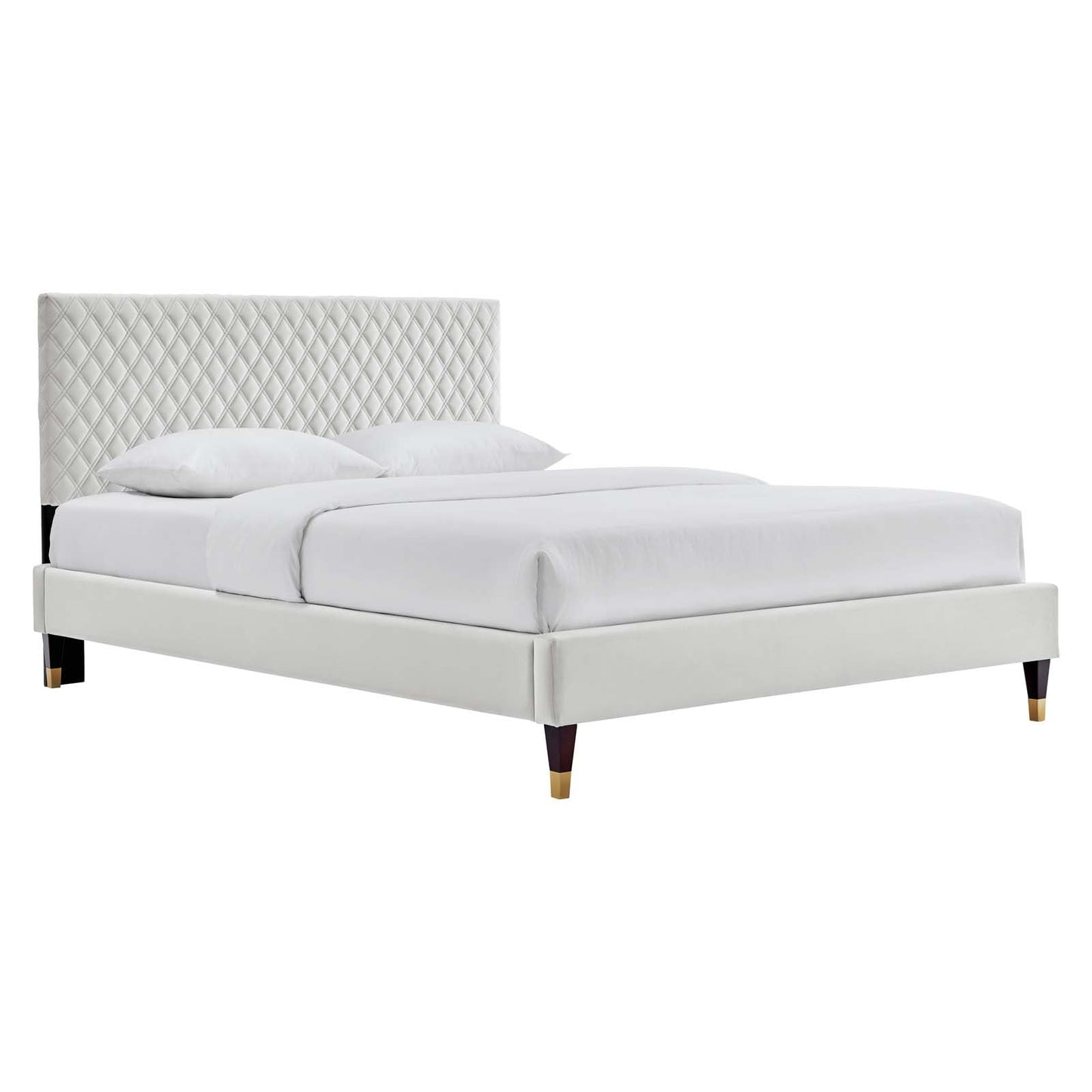 Garcelle Performance Velvet Queen Platform Bed By Modway - MOD-6290-CHA | Beds | Modishstore - 3