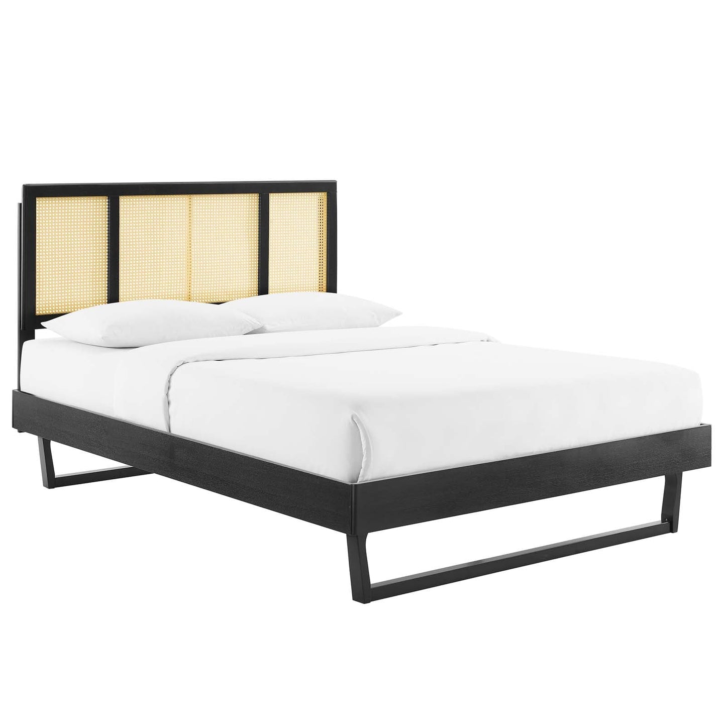 Modway Kelsea Cane and Wood Queen Platform Bed With Angular Legs | Beds | Modishstore-4