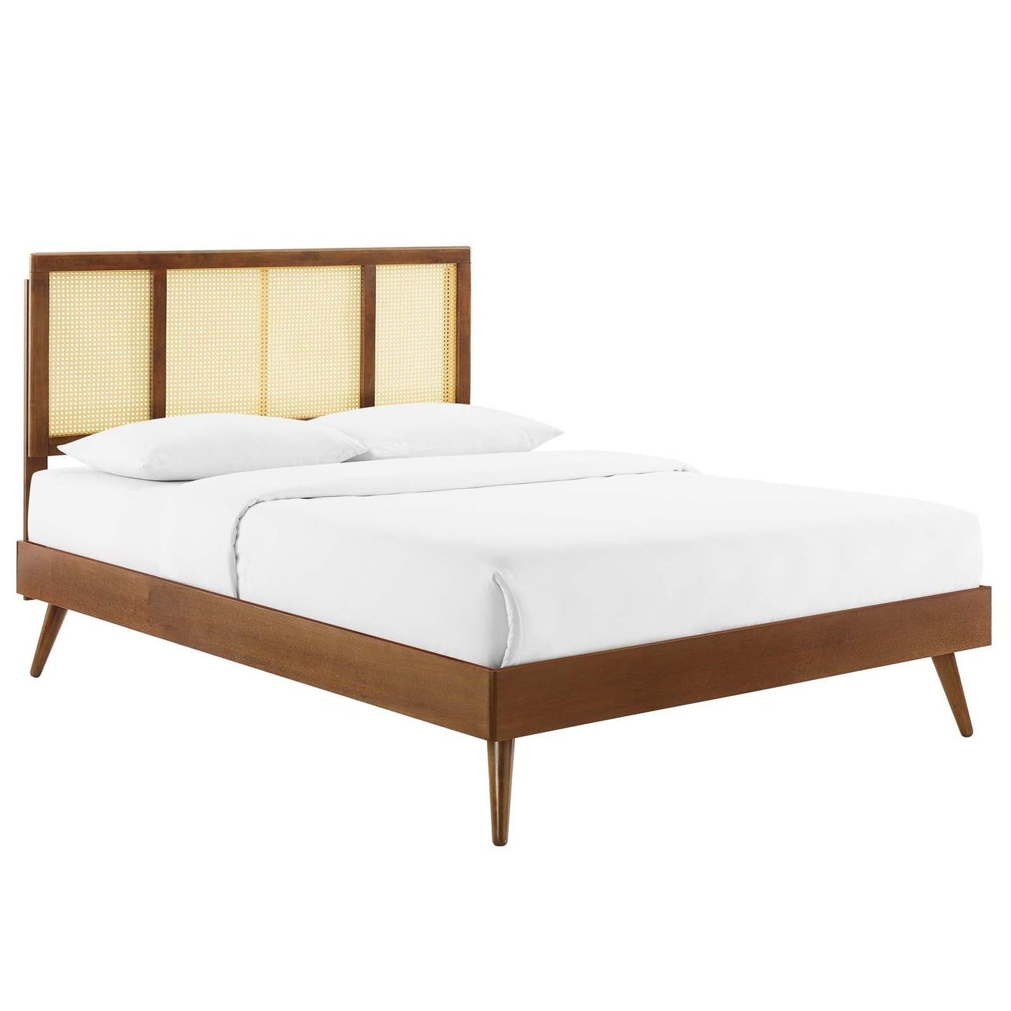 Kelsea Cane and Wood Full Platform Bed With Splayed Legs By Modway | Beds |