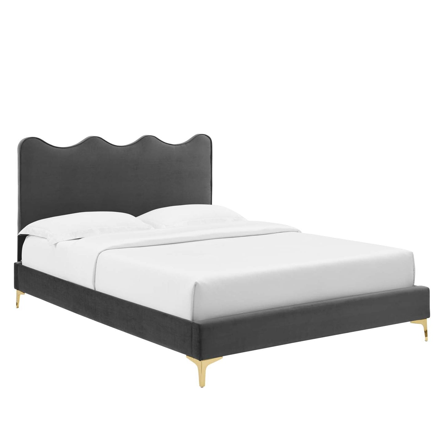 Current Performance Velvet Queen Platform Bed By Modway - MOD-6733-CHA | Beds | Modishstore