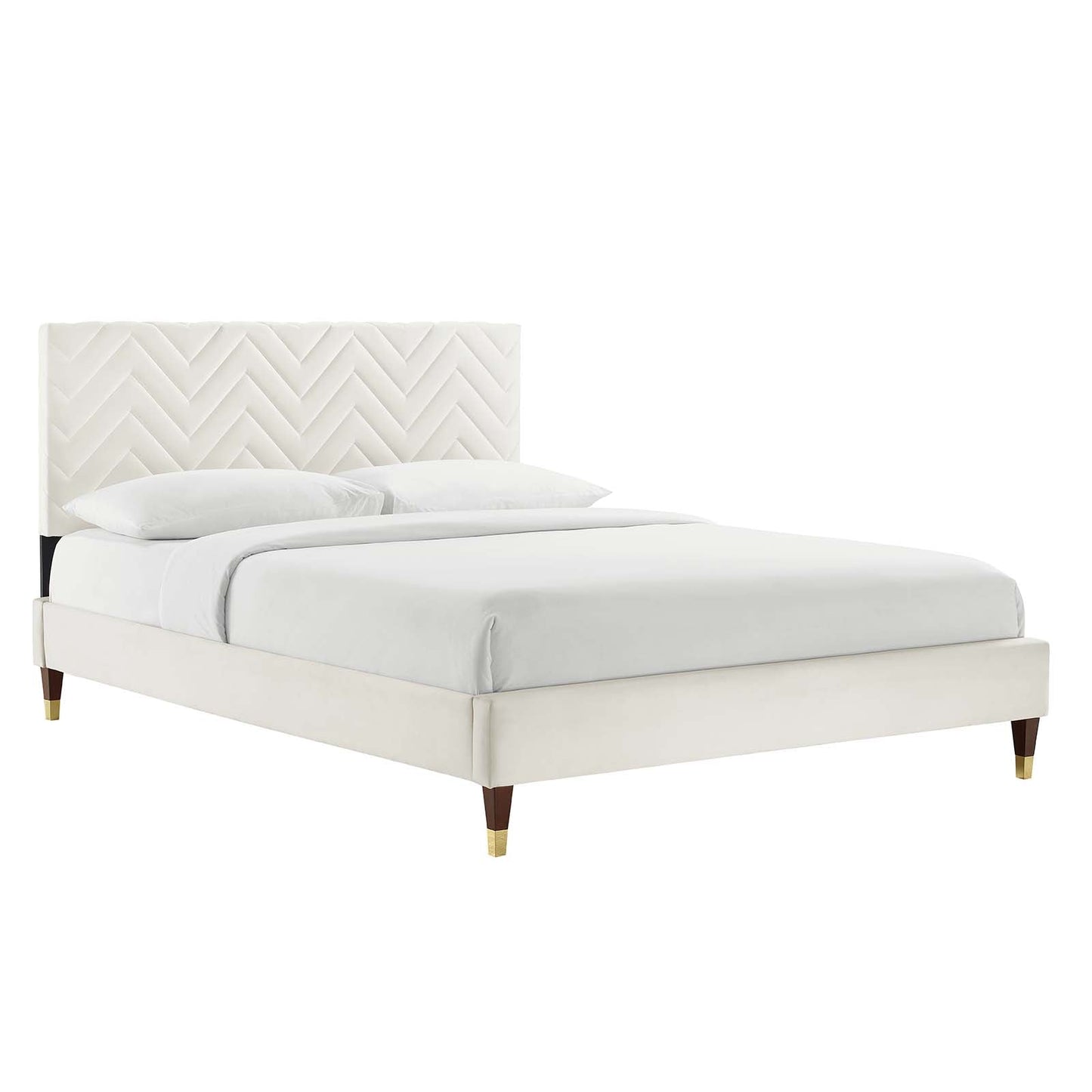 Leah Chevron Tufted Performance Velvet Queen Platform Bed By Modway - MOD-6969 | Beds - 4