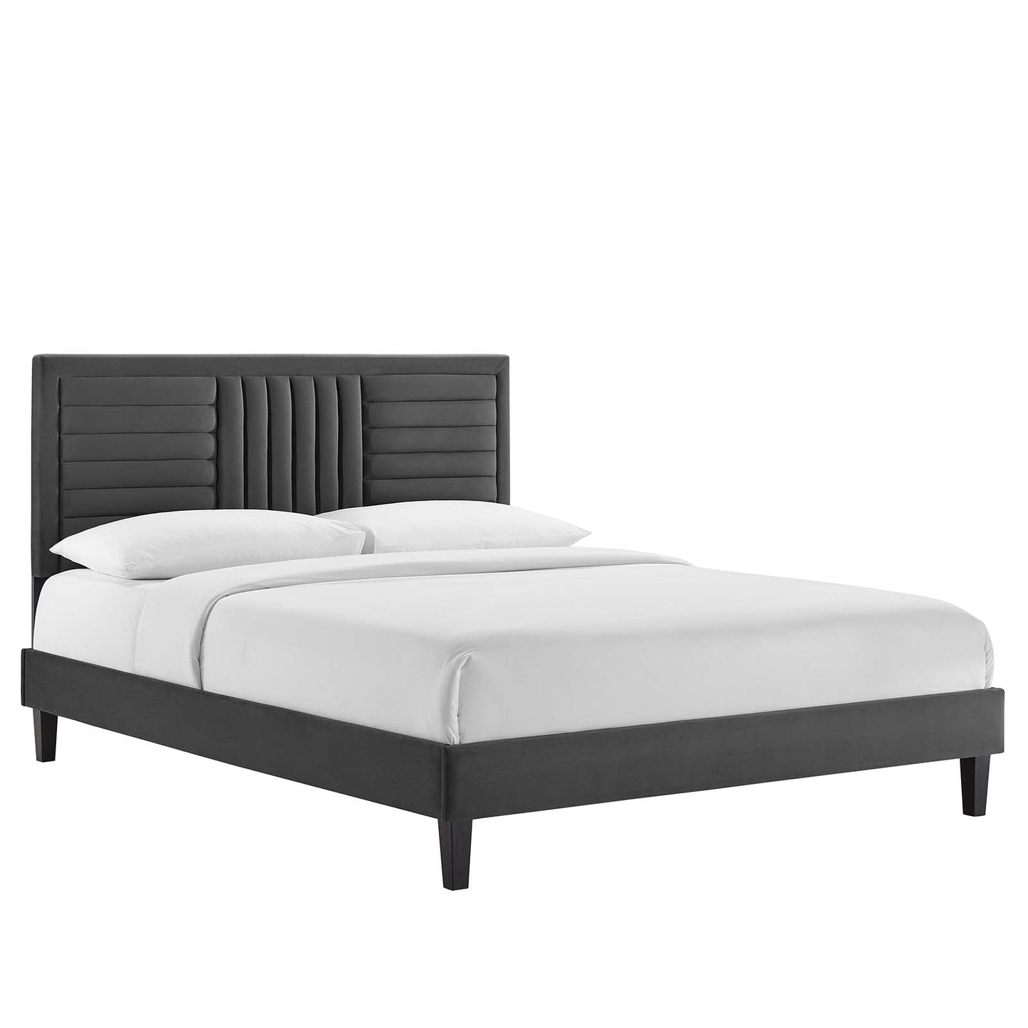 Sofia Channel Tufted Performance Velvet Queen Platform Bed By Modway - MOD-6975 | Beds | Modishstore