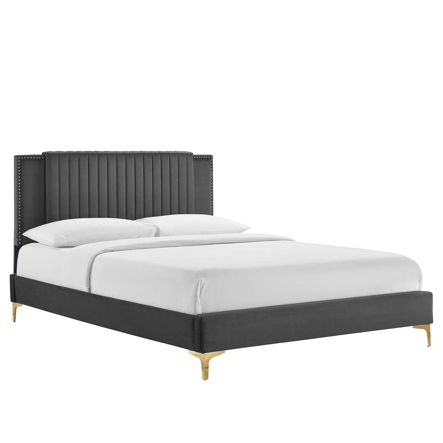 Zahra Channel Tufted Performance Velvet Queen Platform Bed By Modway - MOD-6978 | Beds | Modishstore