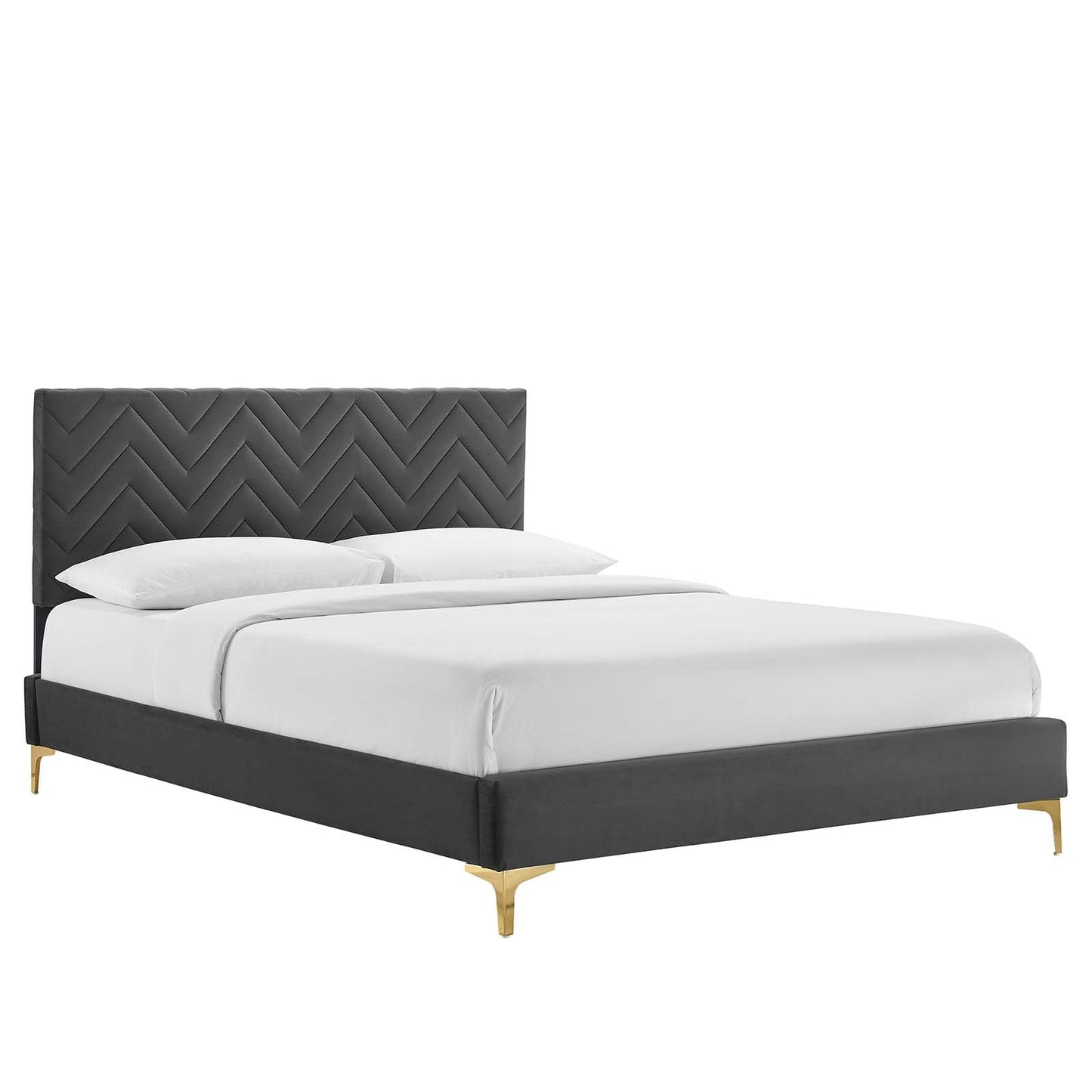 Leah Chevron Tufted Performance Velvet Twin Platform Bed By Modway - MOD-6989 | Beds